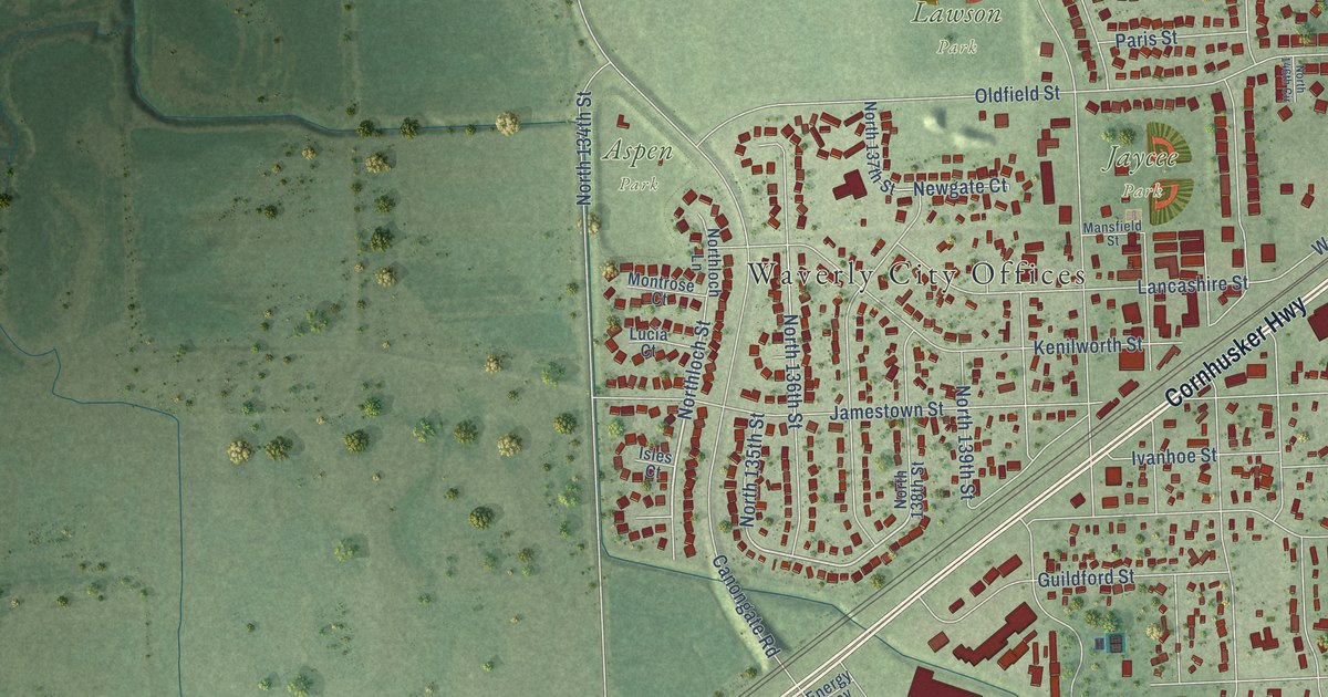 Map of Waverly, Nebraska in 2026