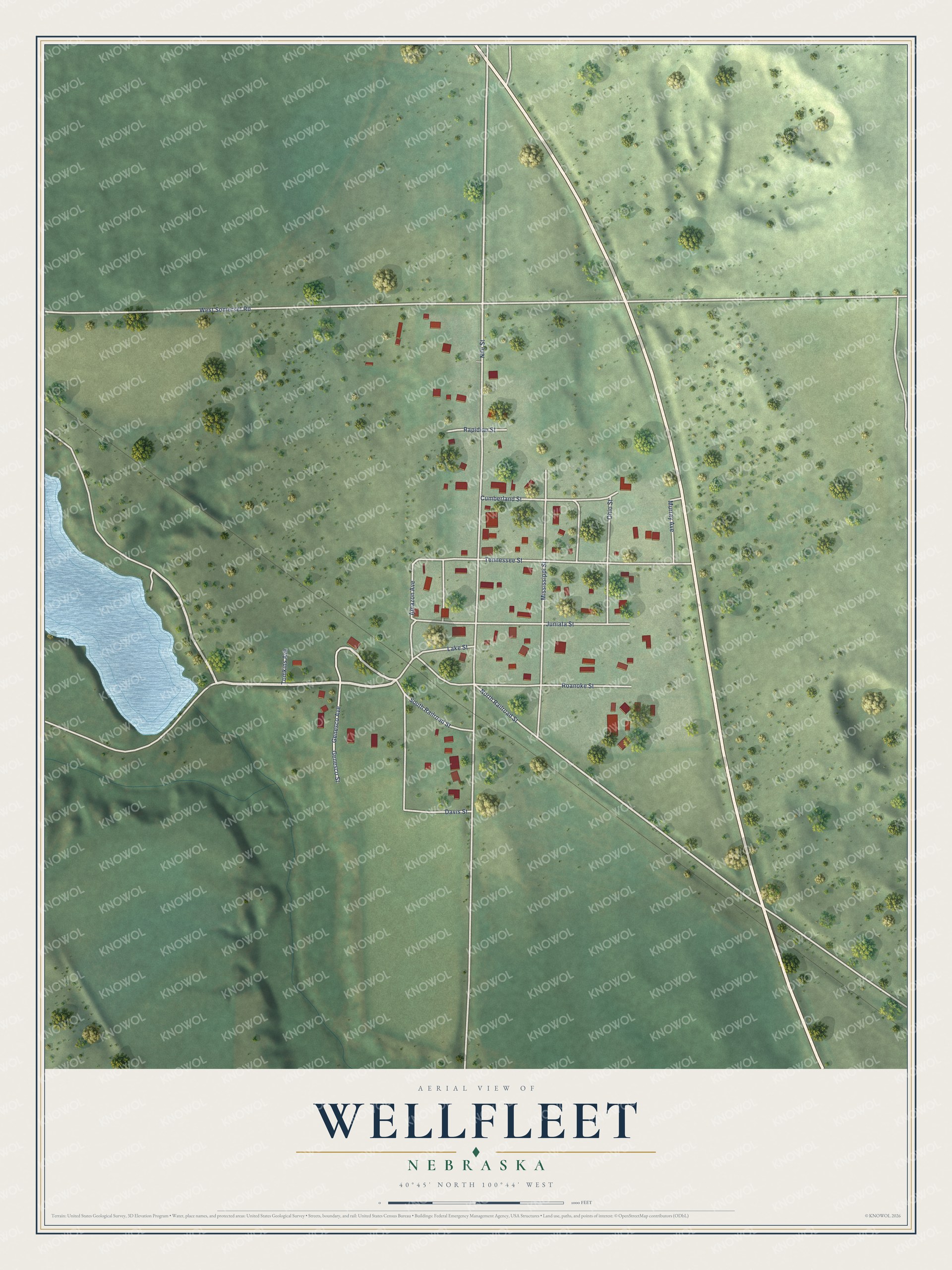 Watermarked full-map preview of Wellfleet, Nebraska