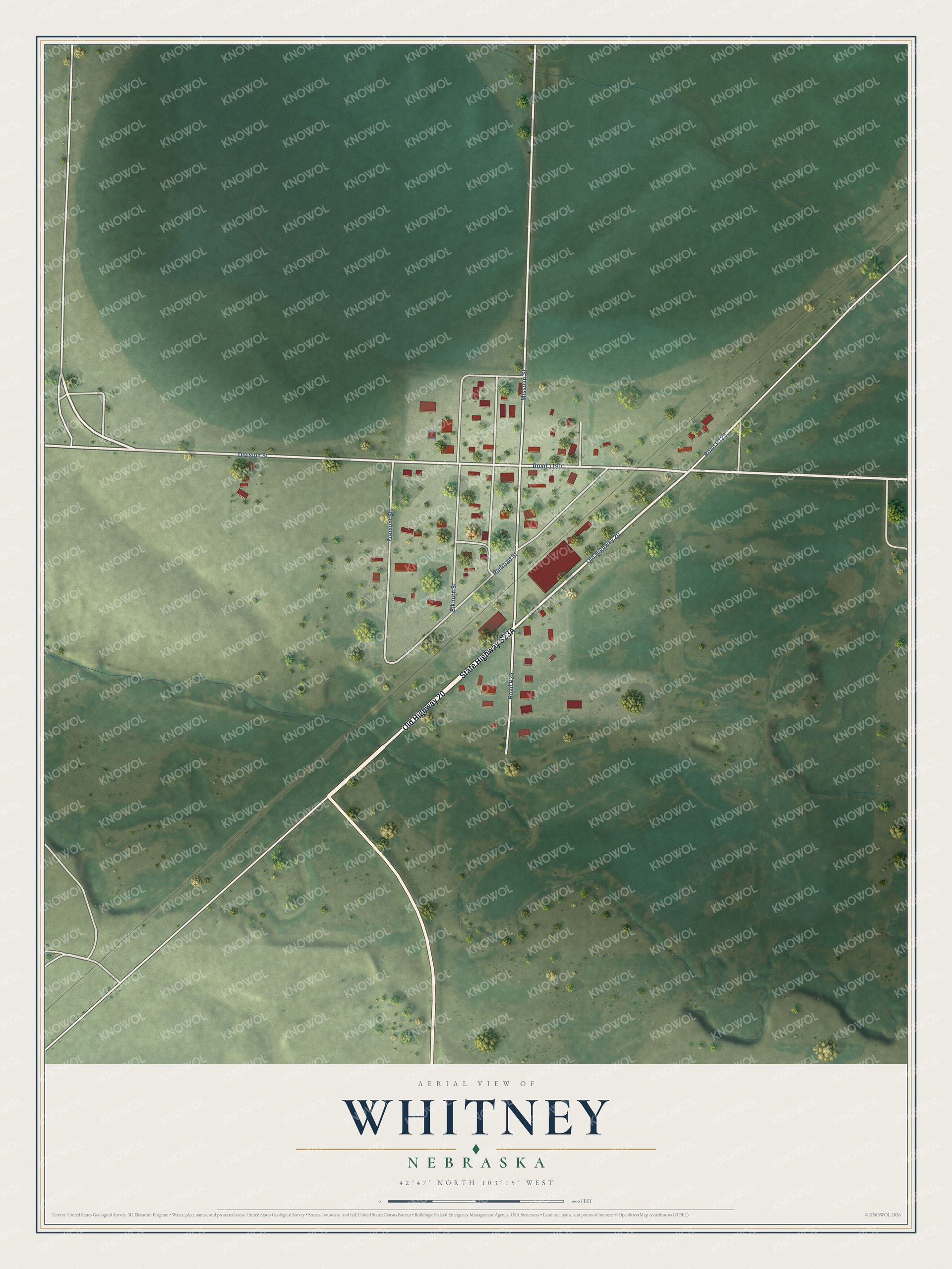 Watermarked full-map preview of Whitney, Nebraska