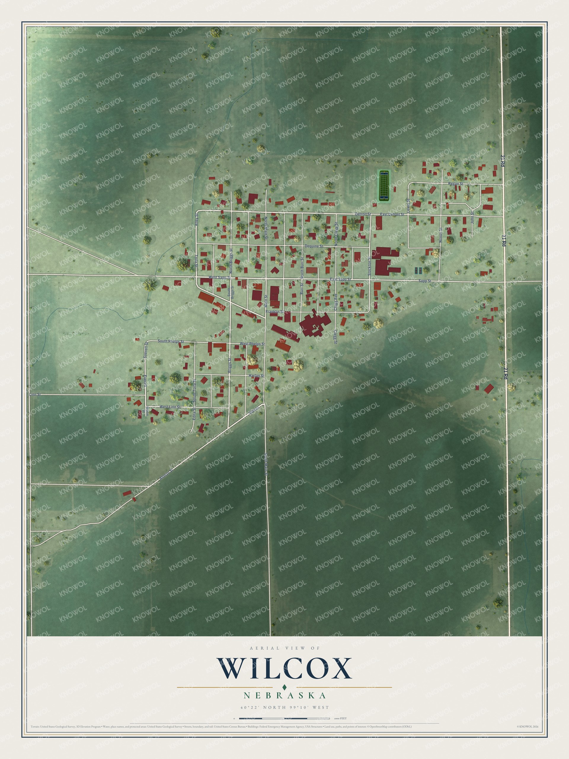 Watermarked full-map preview of Wilcox, Nebraska