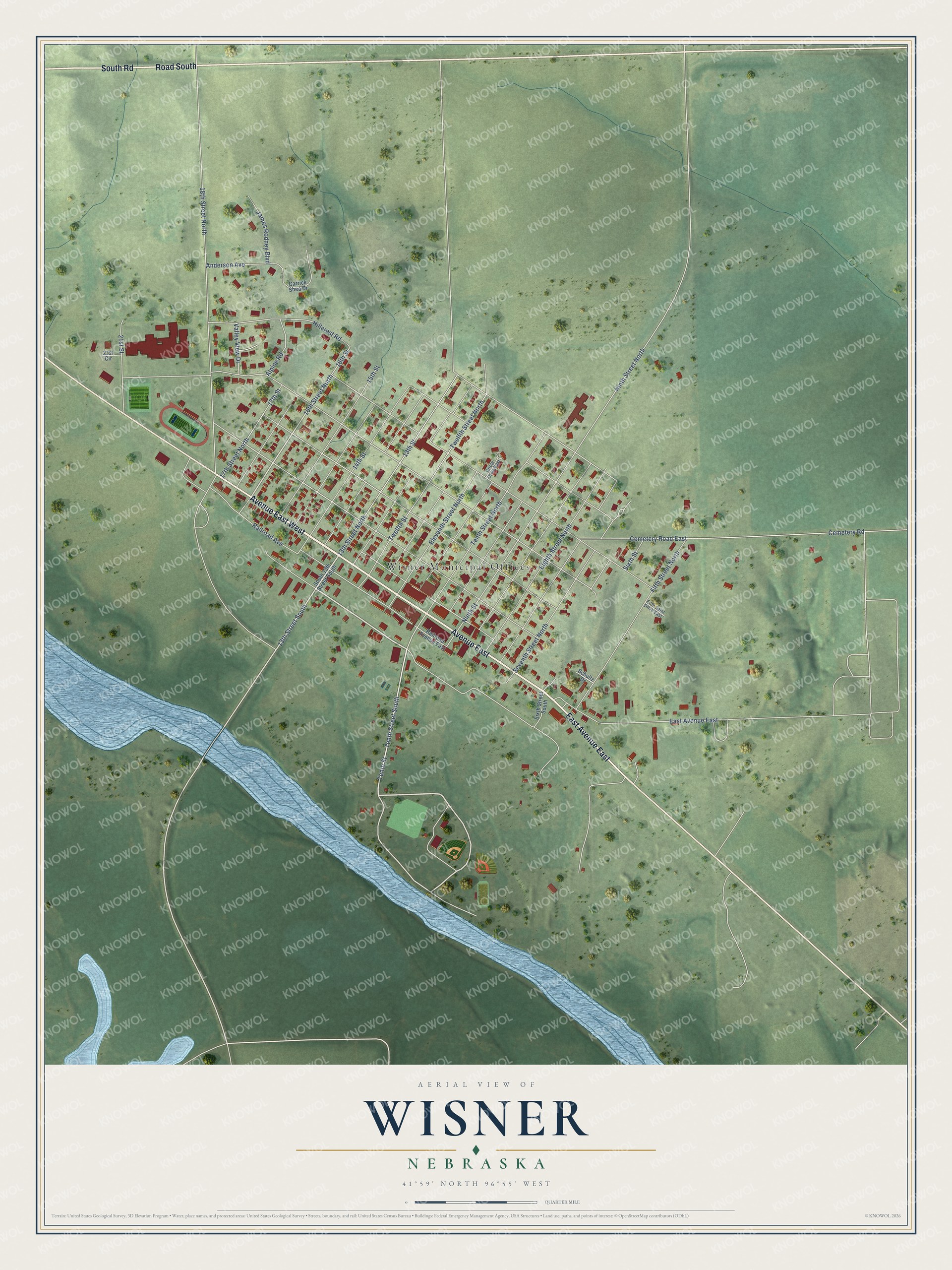 Watermarked full-map preview of Wisner, Nebraska