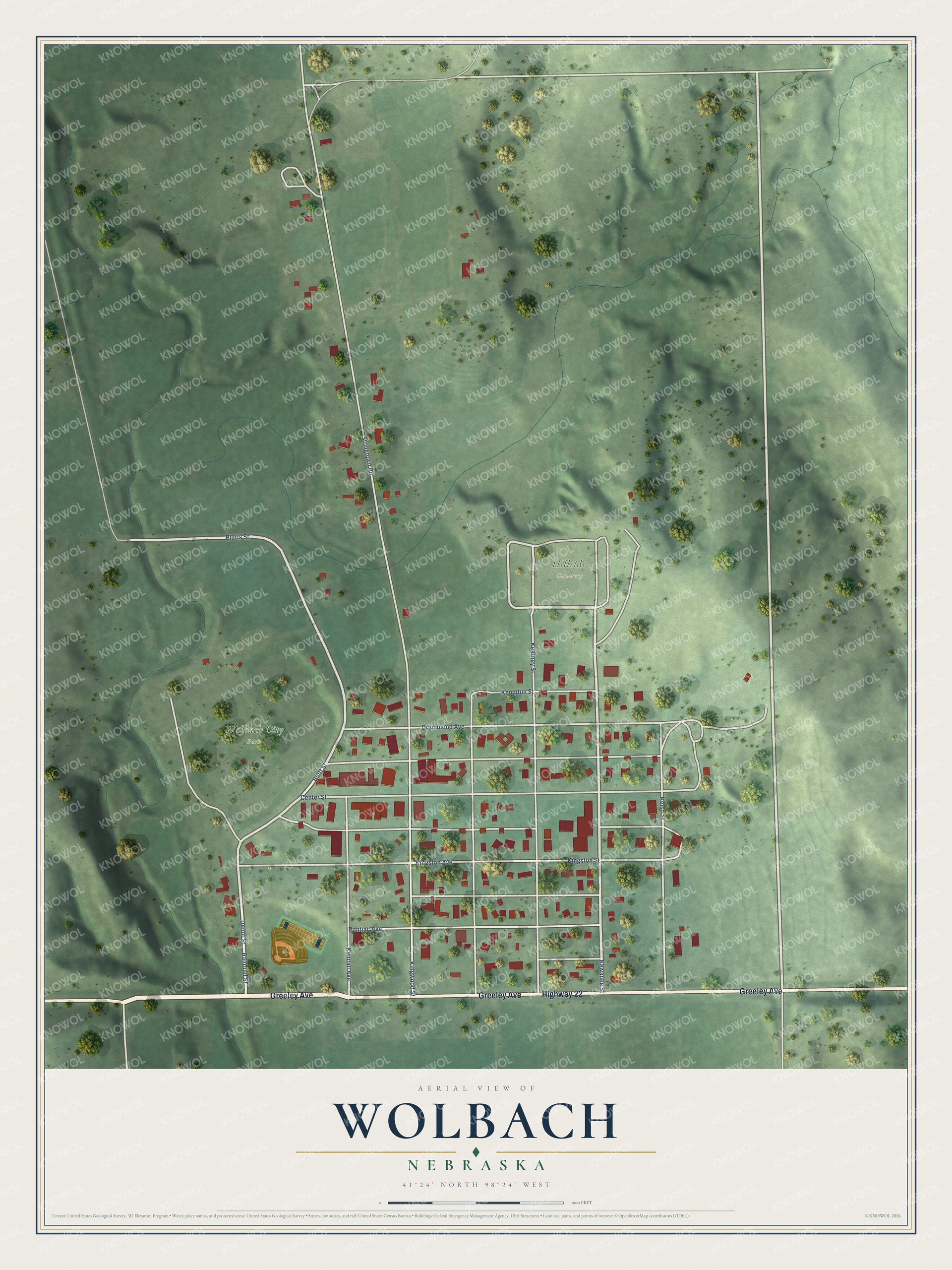 Watermarked full-map preview of Wolbach, Nebraska