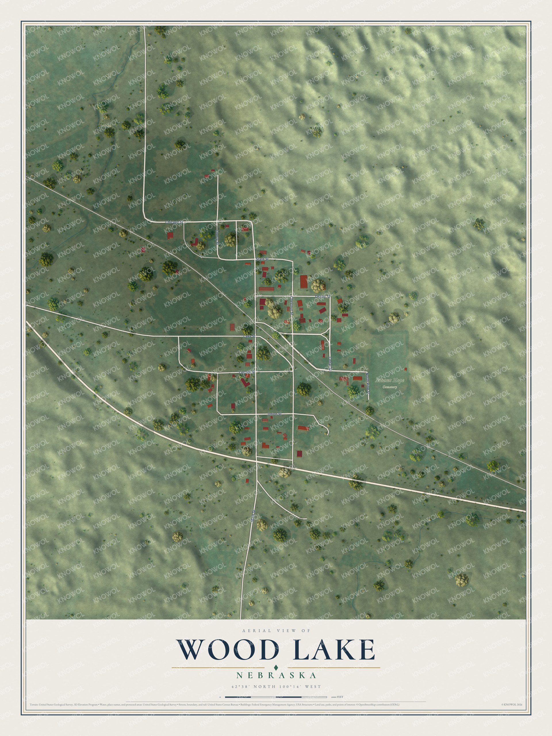 Watermarked full-map preview of Wood Lake, Nebraska