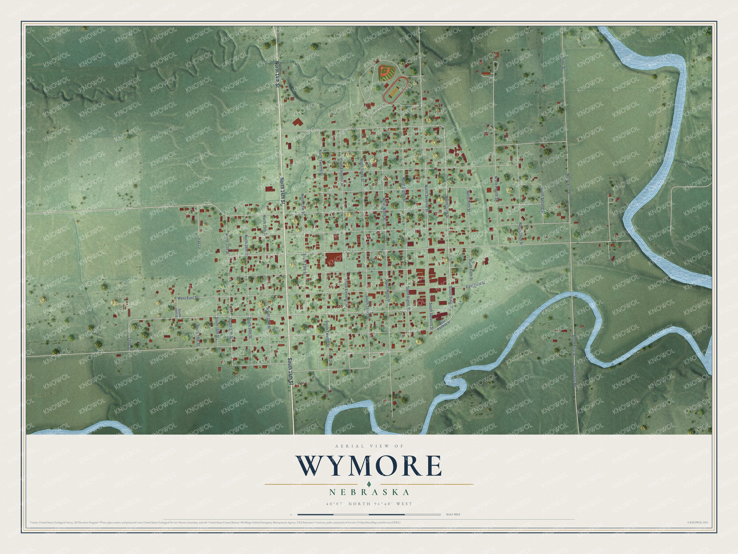 Watermarked full-map preview of Wymore, Nebraska