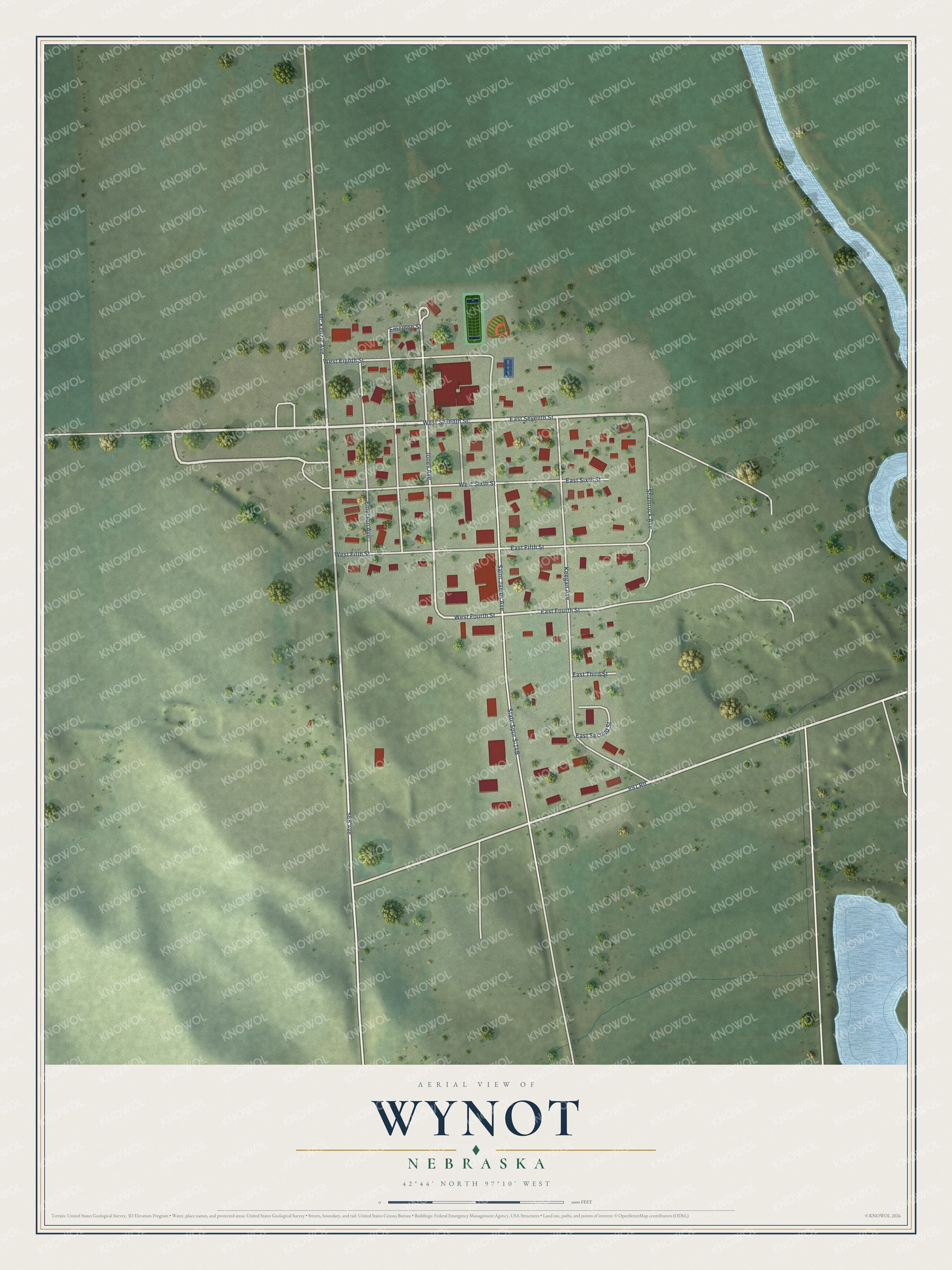 Watermarked full-map preview of Wynot, Nebraska