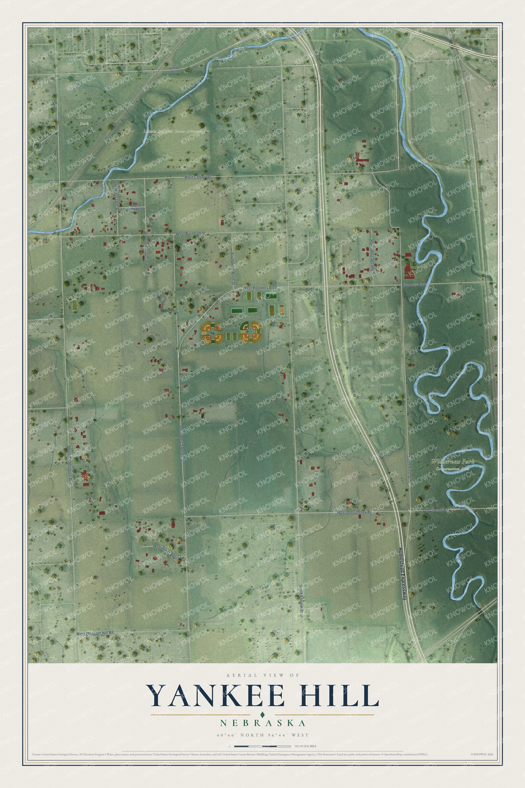 Watermarked full-map preview of Yankee Hill, Nebraska