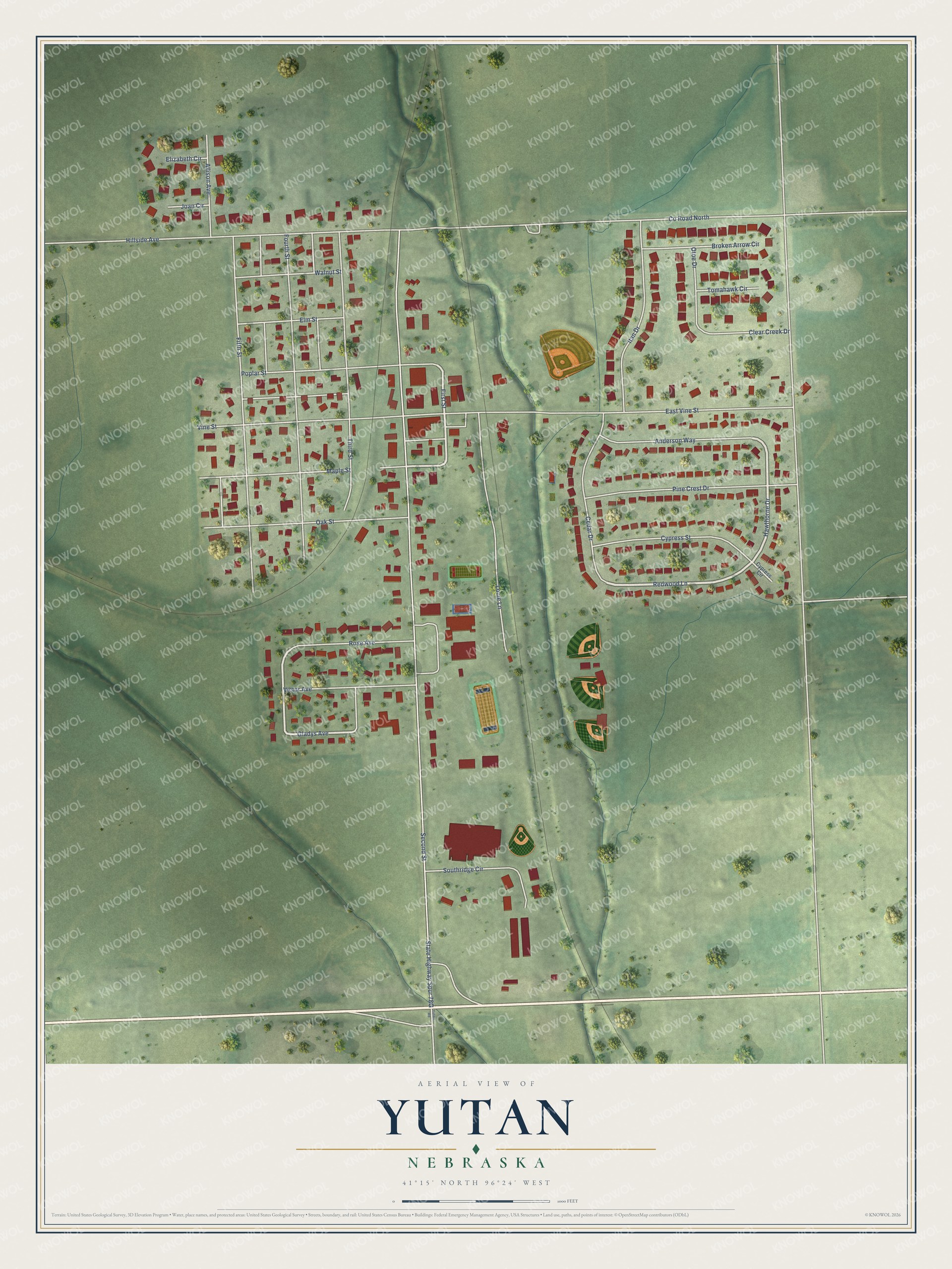 Watermarked full-map preview of Yutan, Nebraska