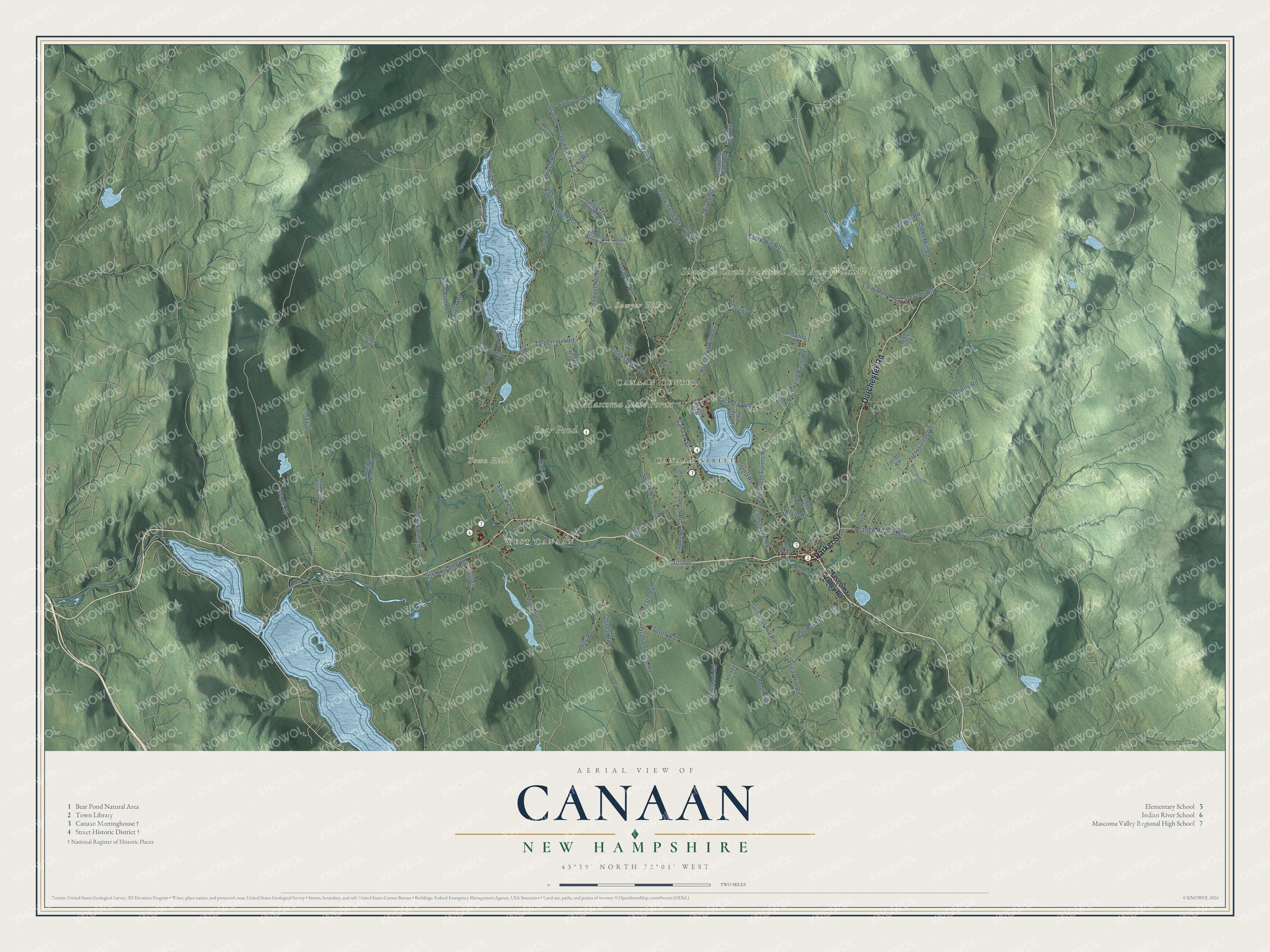 Watermarked full-map preview of Canaan, New Hampshire
