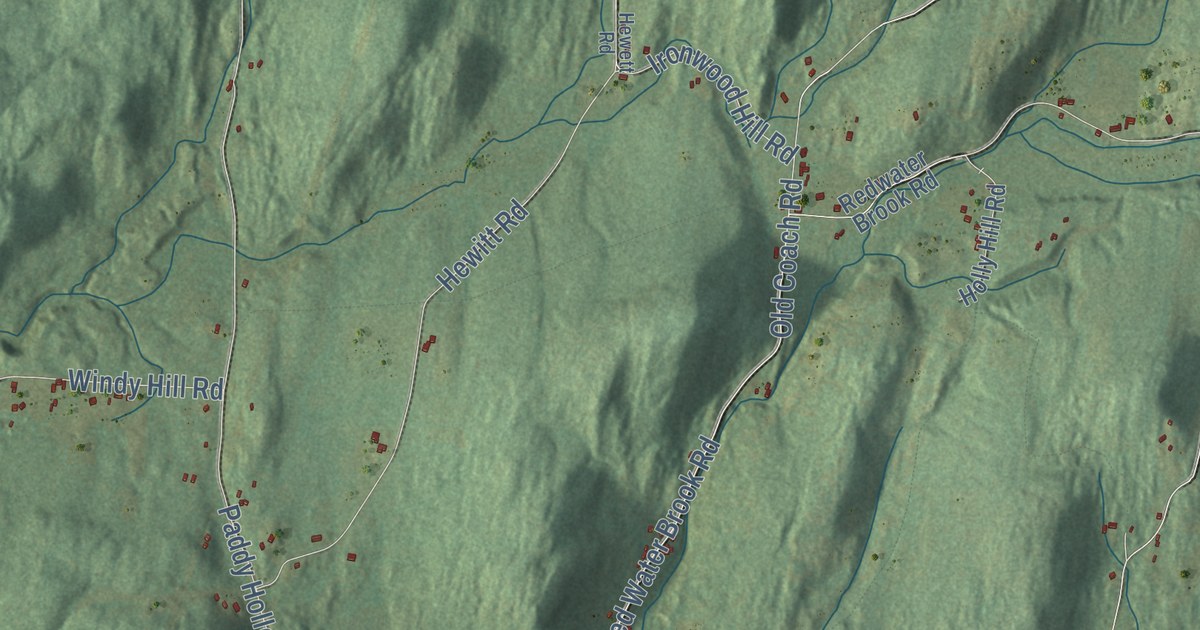 Close-up of streets and buildings in Claremont, New Hampshire