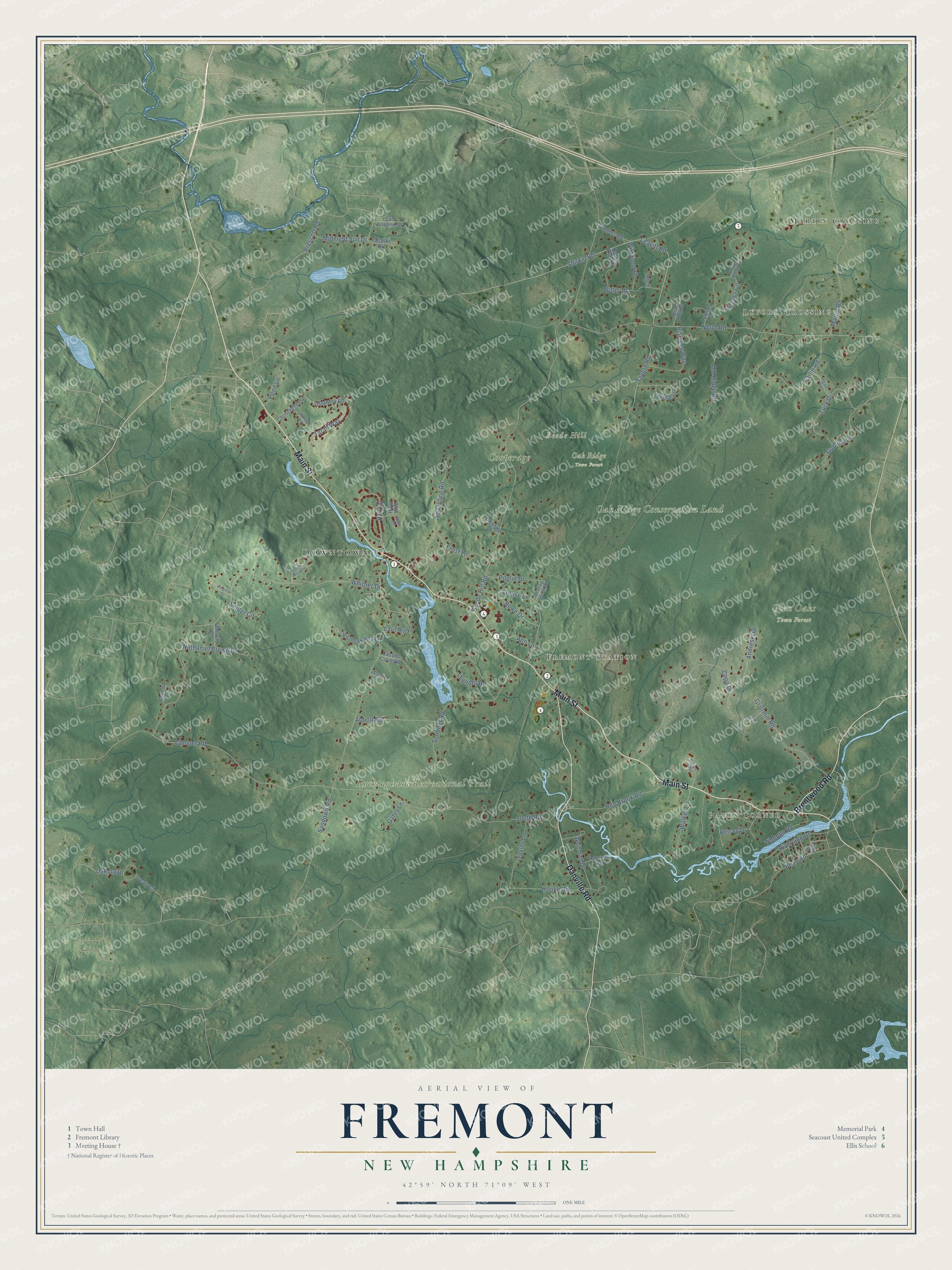 Watermarked full-map preview of Fremont, New Hampshire