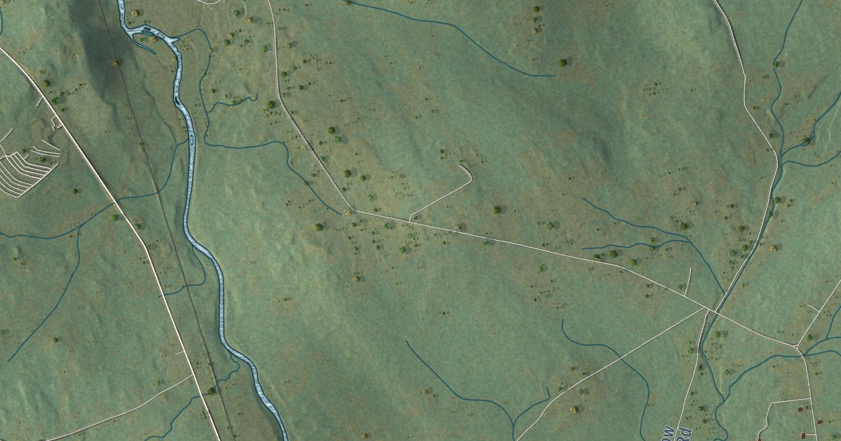 Close-up of streets and buildings in Jefferson, New Hampshire
