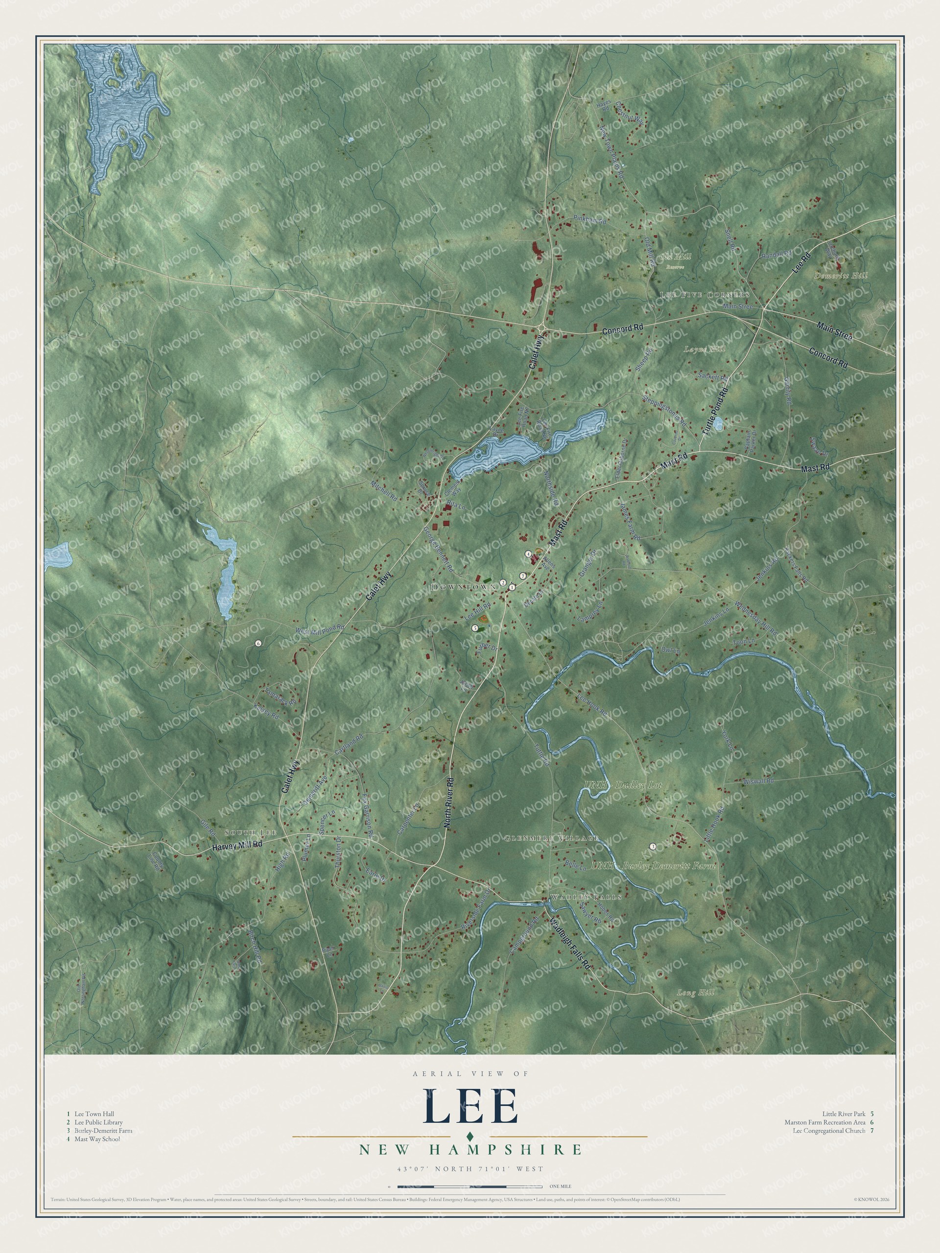 Watermarked full-map preview of Lee, New Hampshire
