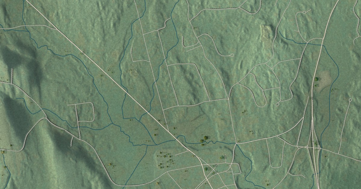 Close-up of streets and buildings in Milford, New Hampshire