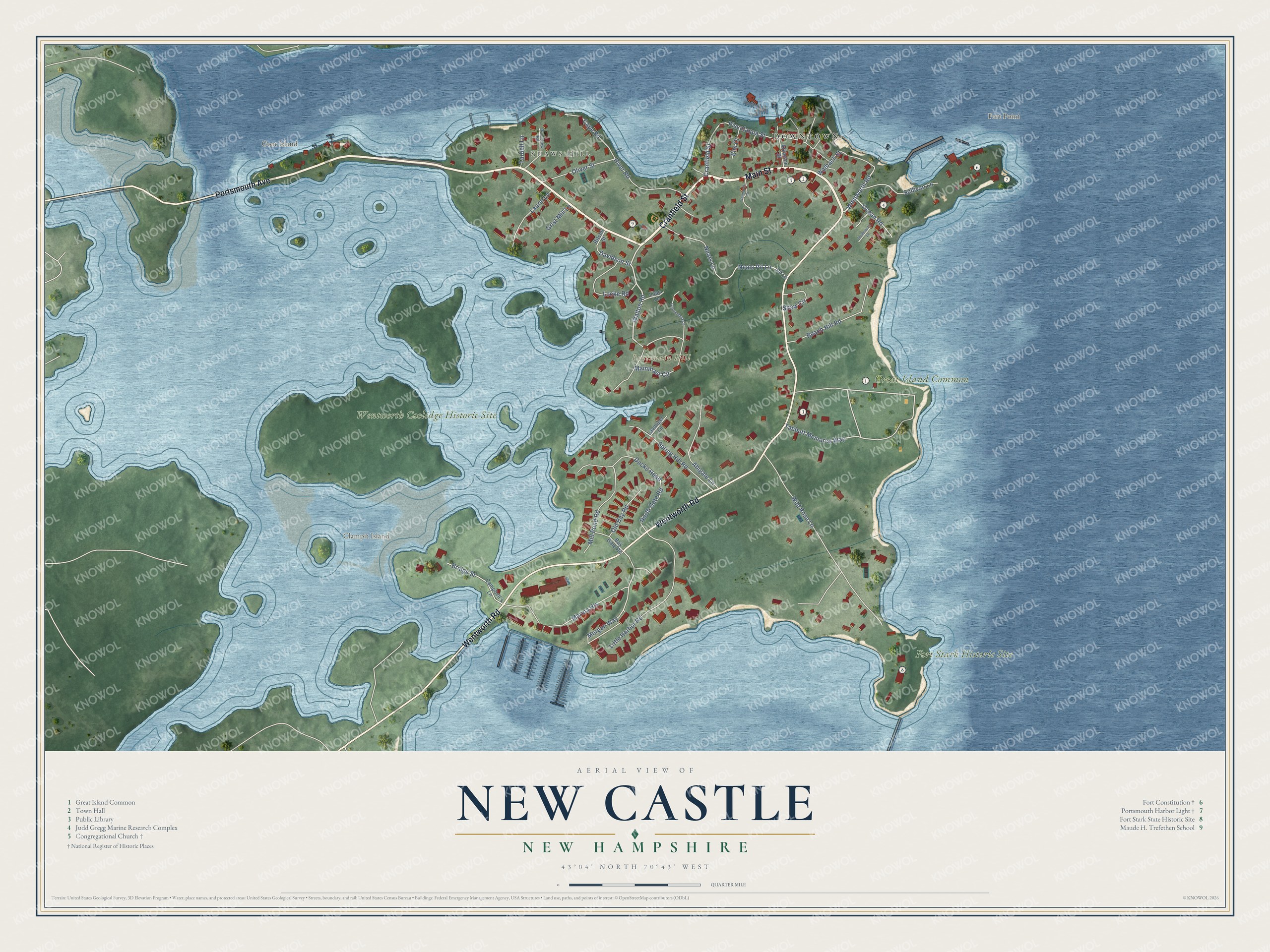 Watermarked full-map preview of New Castle, New Hampshire