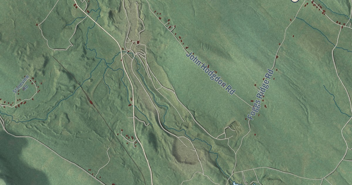 Close-up of streets and buildings in Ossipee, New Hampshire
