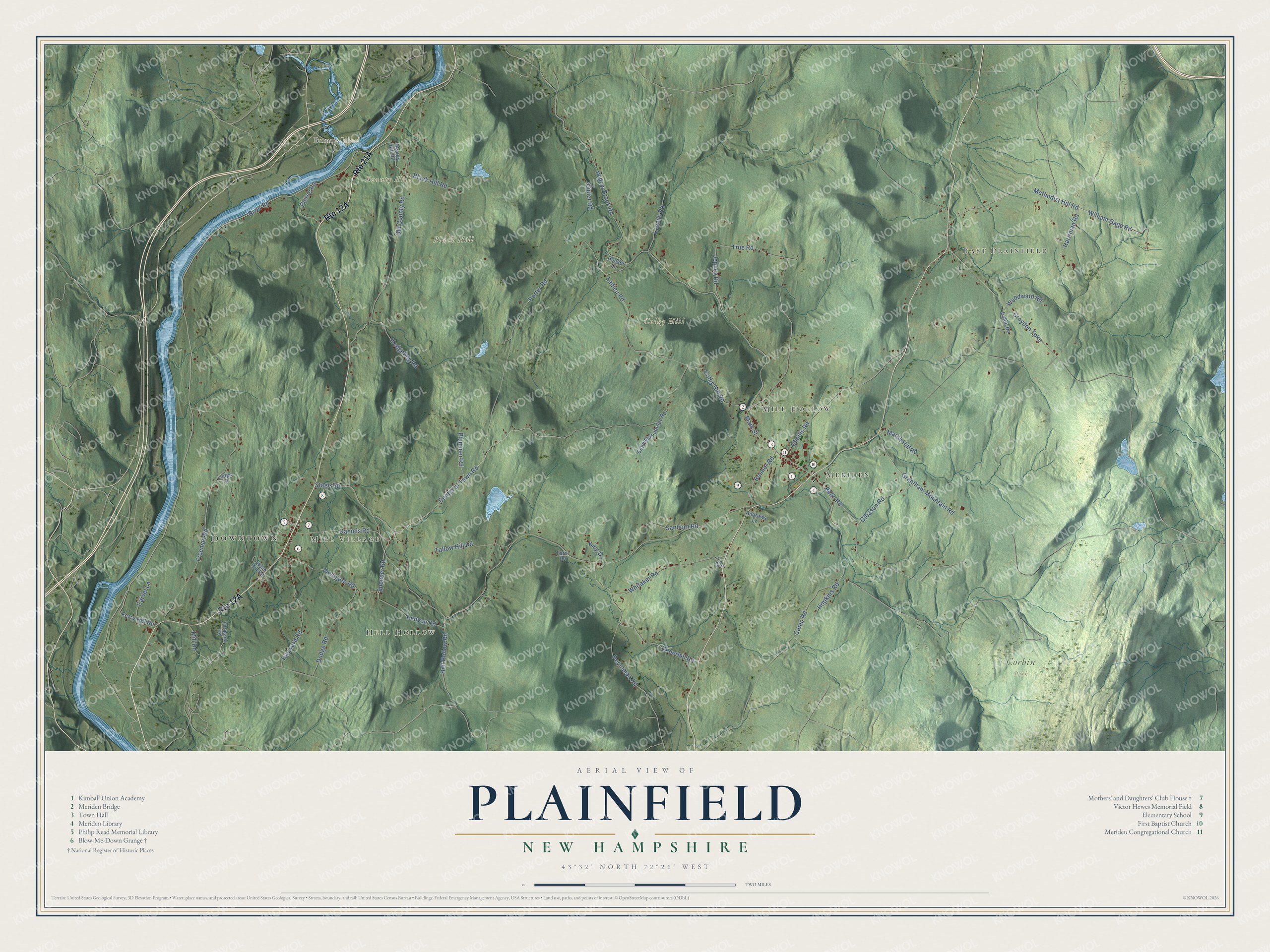 Watermarked full-map preview of Plainfield, New Hampshire