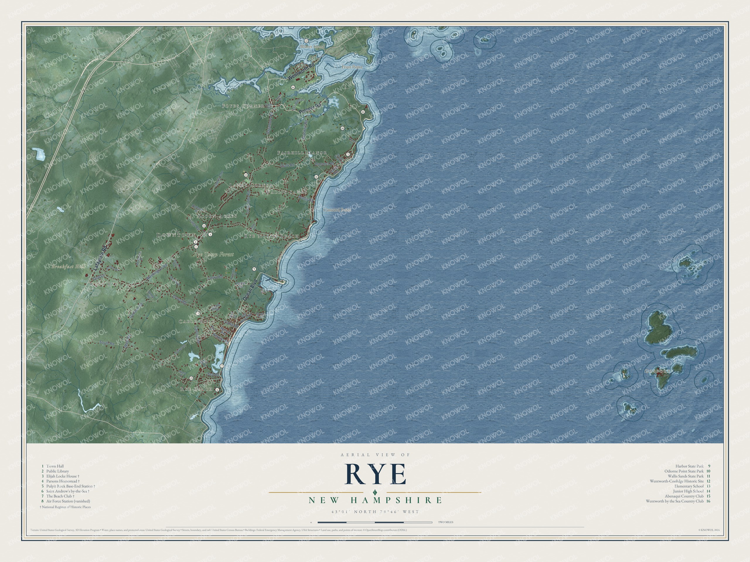 Watermarked full-map preview of Rye, New Hampshire
