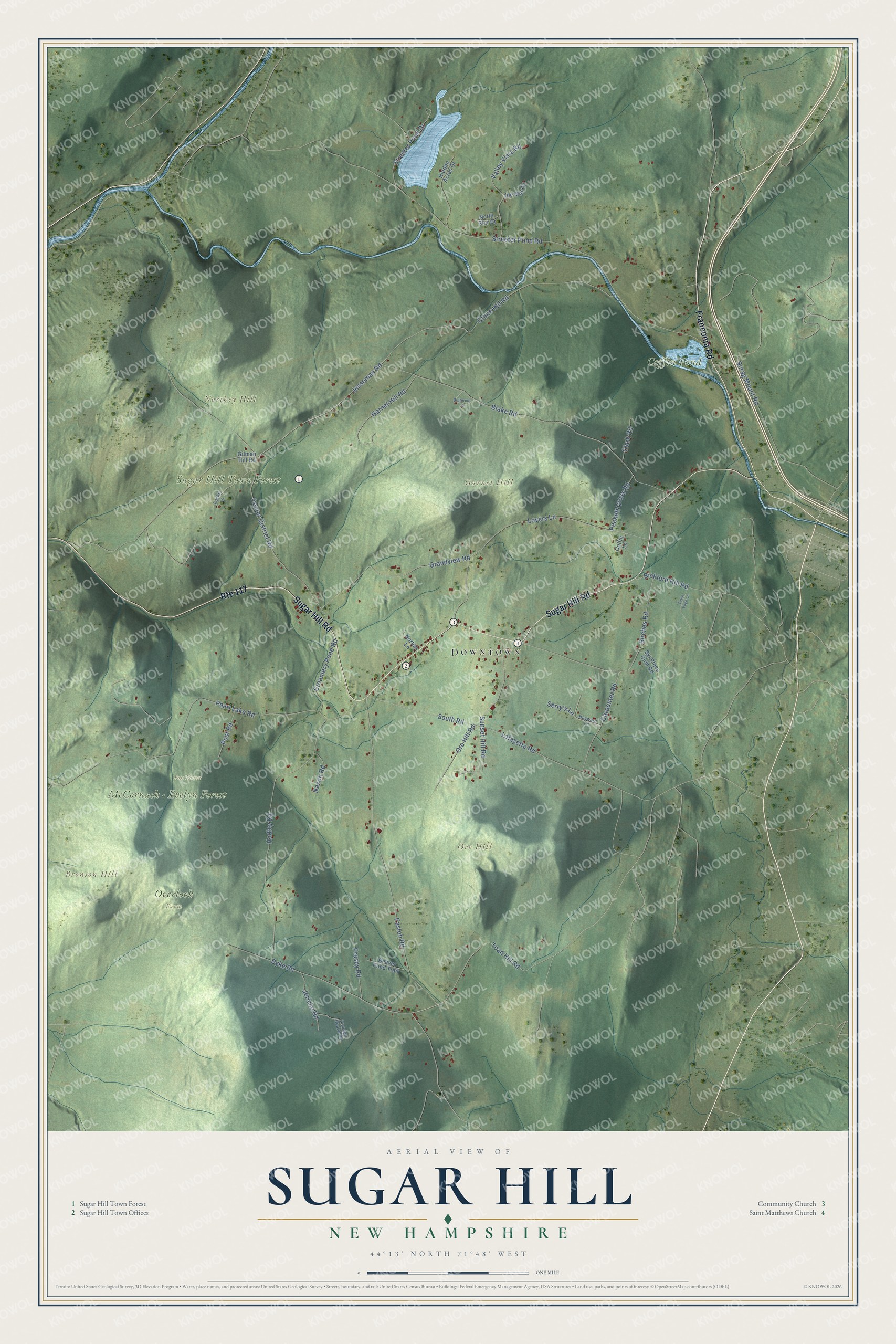 Preview of the 2026 Sugar Hill, New Hampshire map in a vintage atlas style
