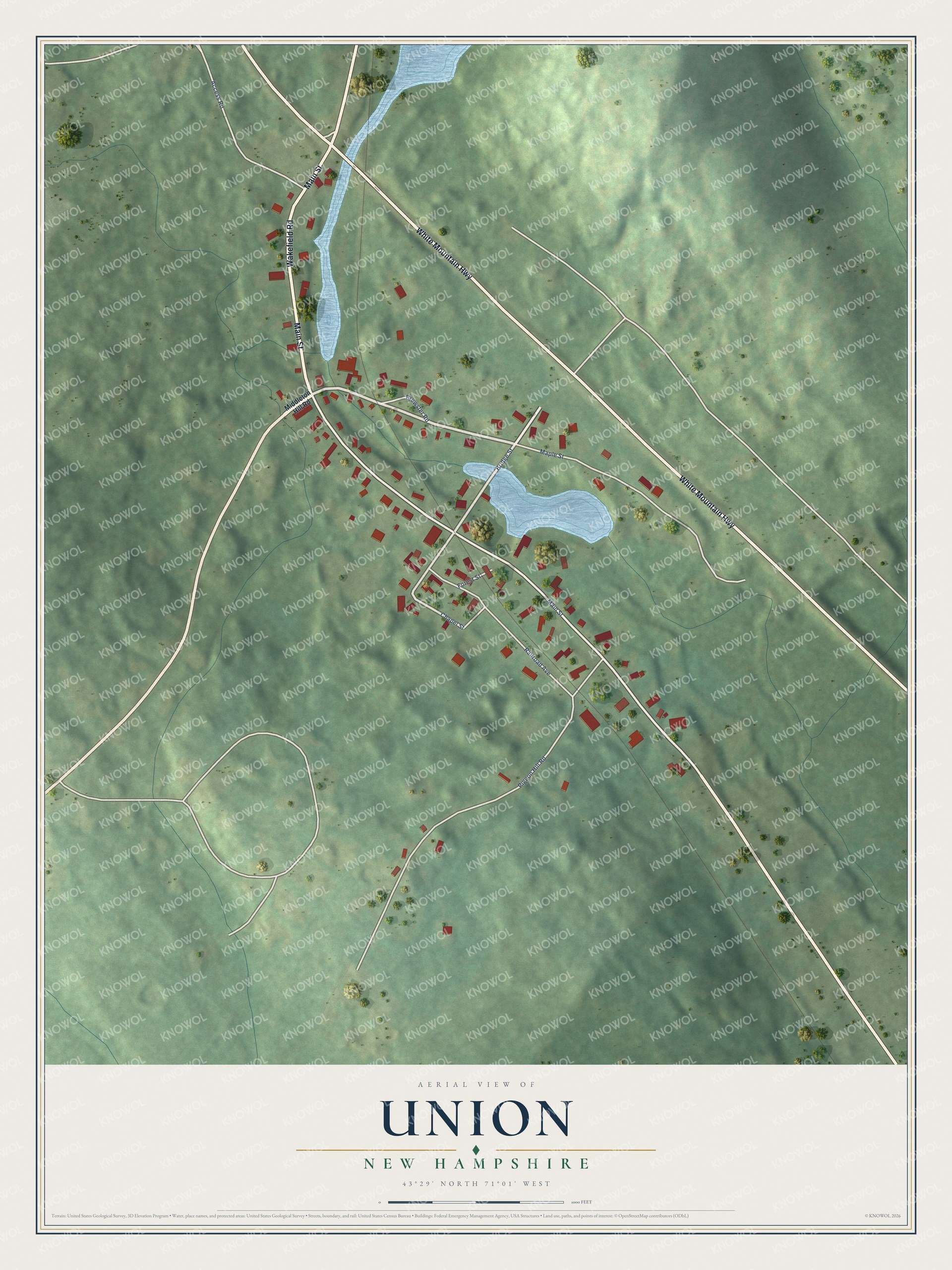 Watermarked full-map preview of Union, New Hampshire