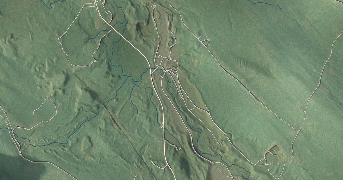 Close-up of streets and buildings in Wakefield, New Hampshire