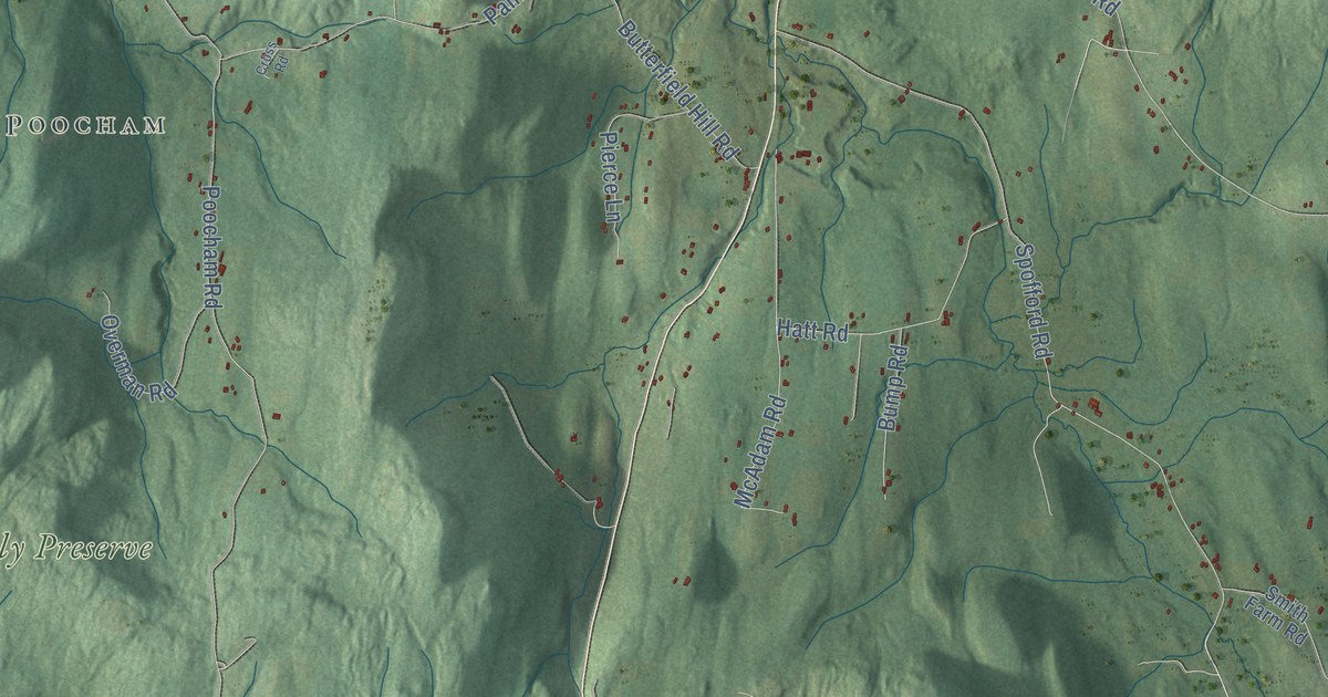 Close-up of streets and buildings in Westmoreland, New Hampshire