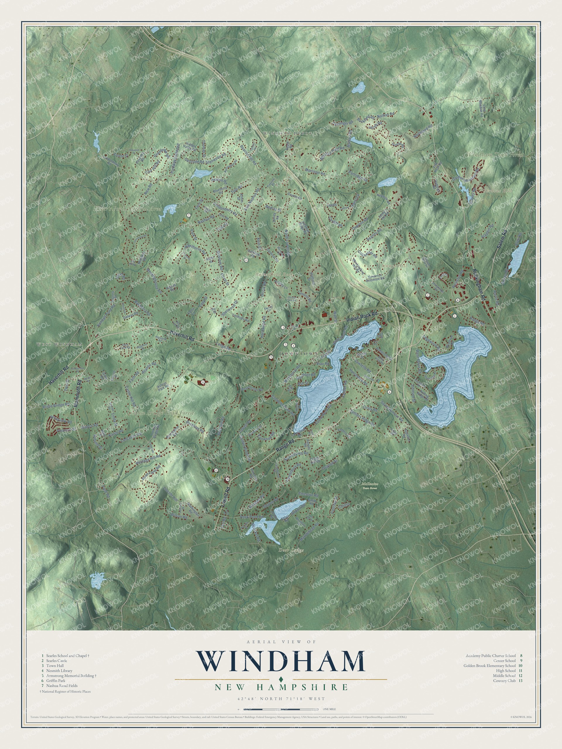 Watermarked full-map preview of Windham, New Hampshire