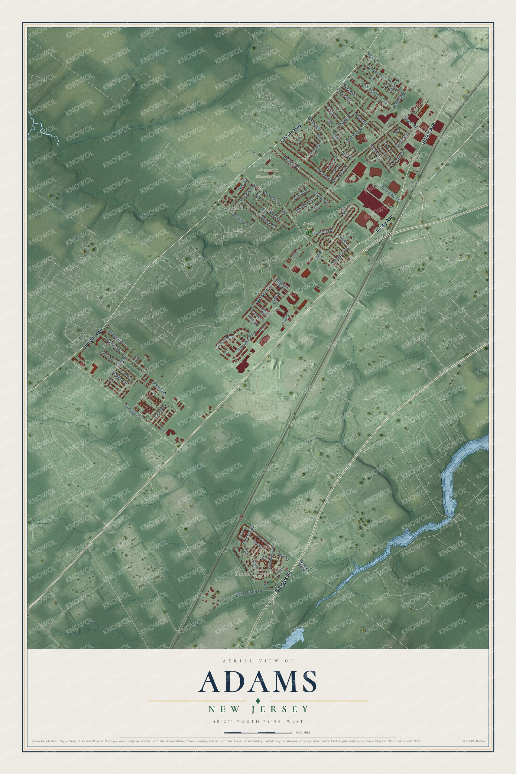 Watermarked full-map preview of Adams, New Jersey