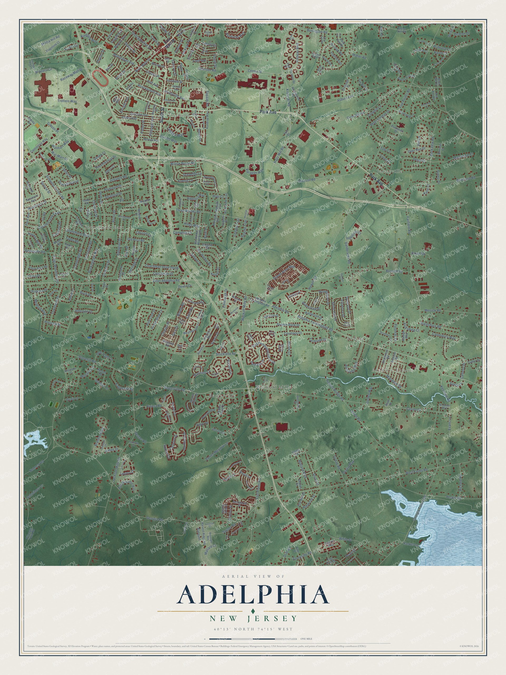Watermarked full-map preview of Adelphia, New Jersey