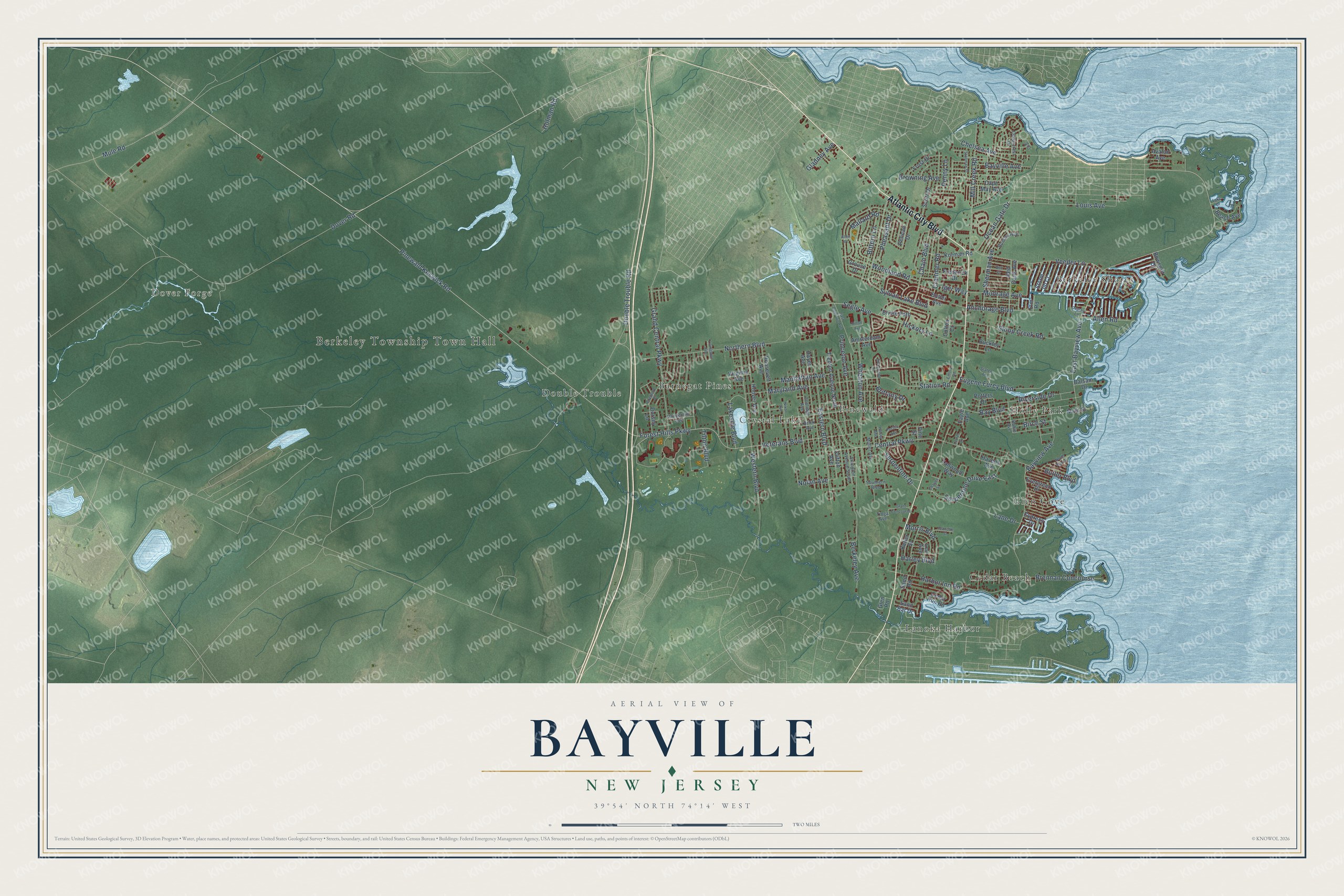 Watermarked full-map preview of Bayville, New Jersey