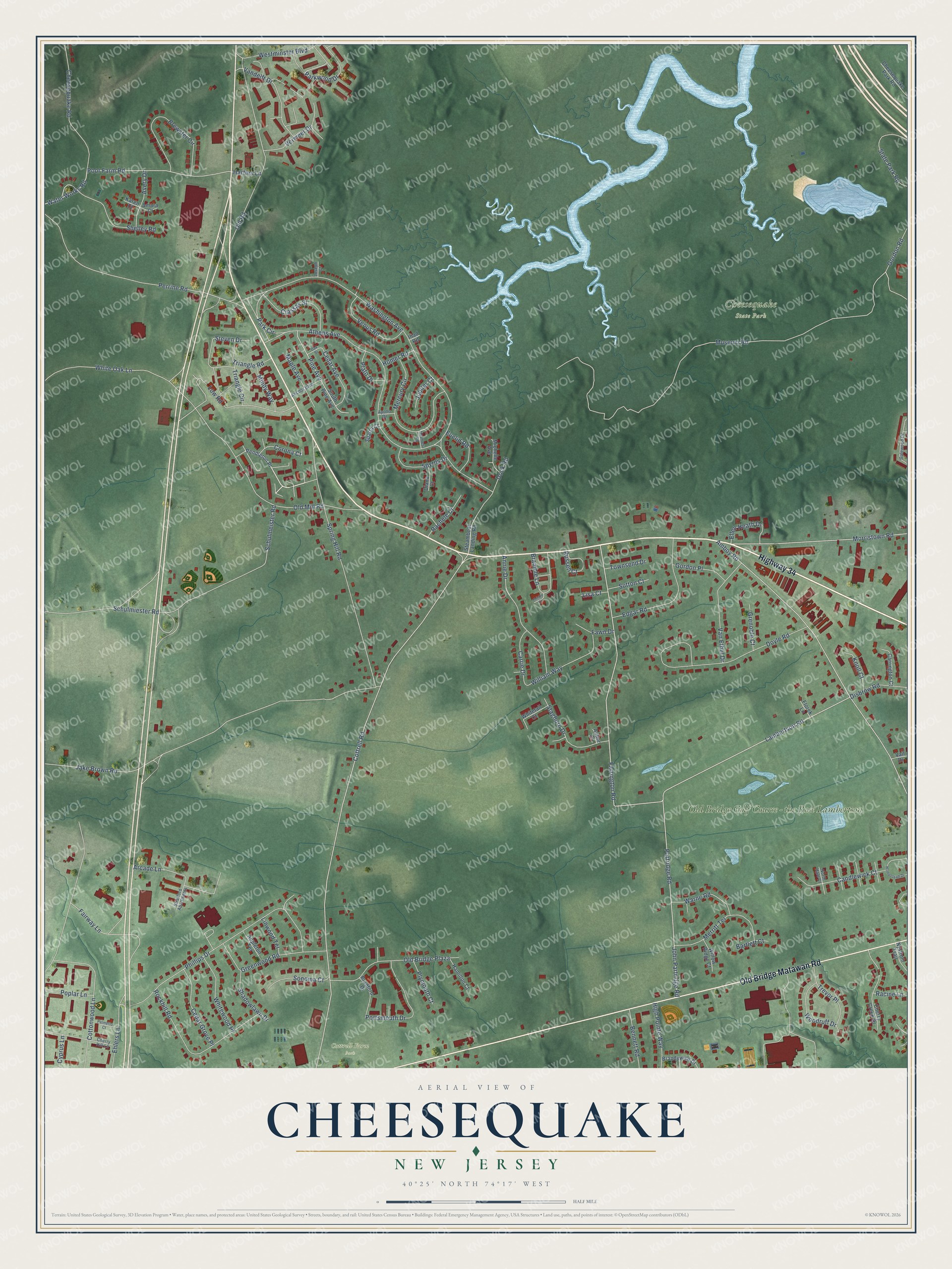 Watermarked full-map preview of Cheesequake, New Jersey