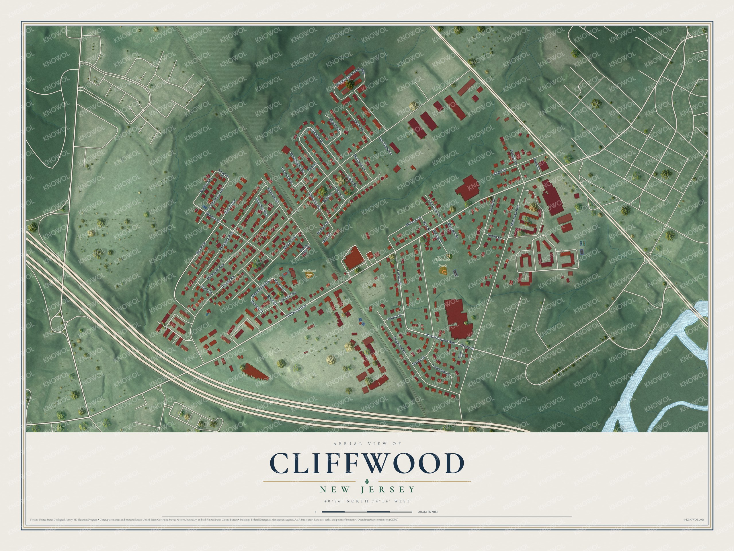 Watermarked full-map preview of Cliffwood, New Jersey