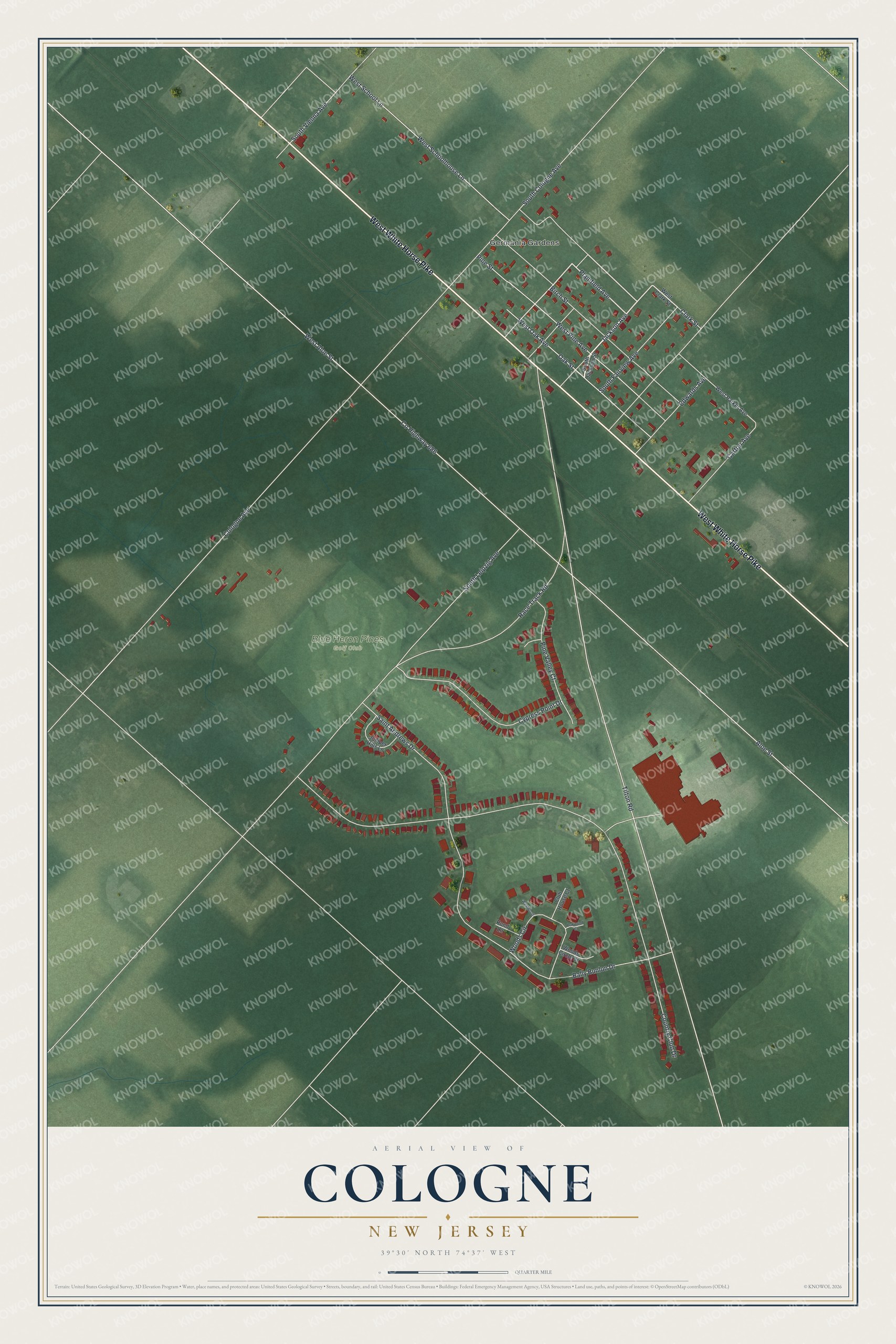 Watermarked full-map preview of Cologne, New Jersey