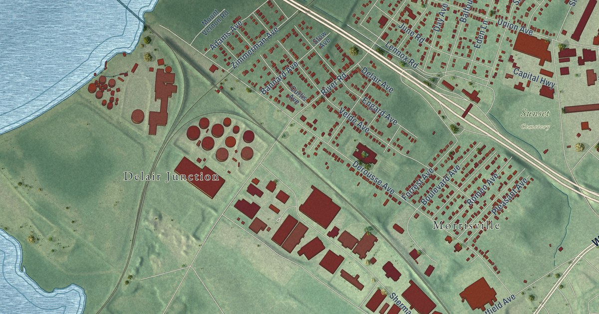Detailed Map of Delair, New Jersey