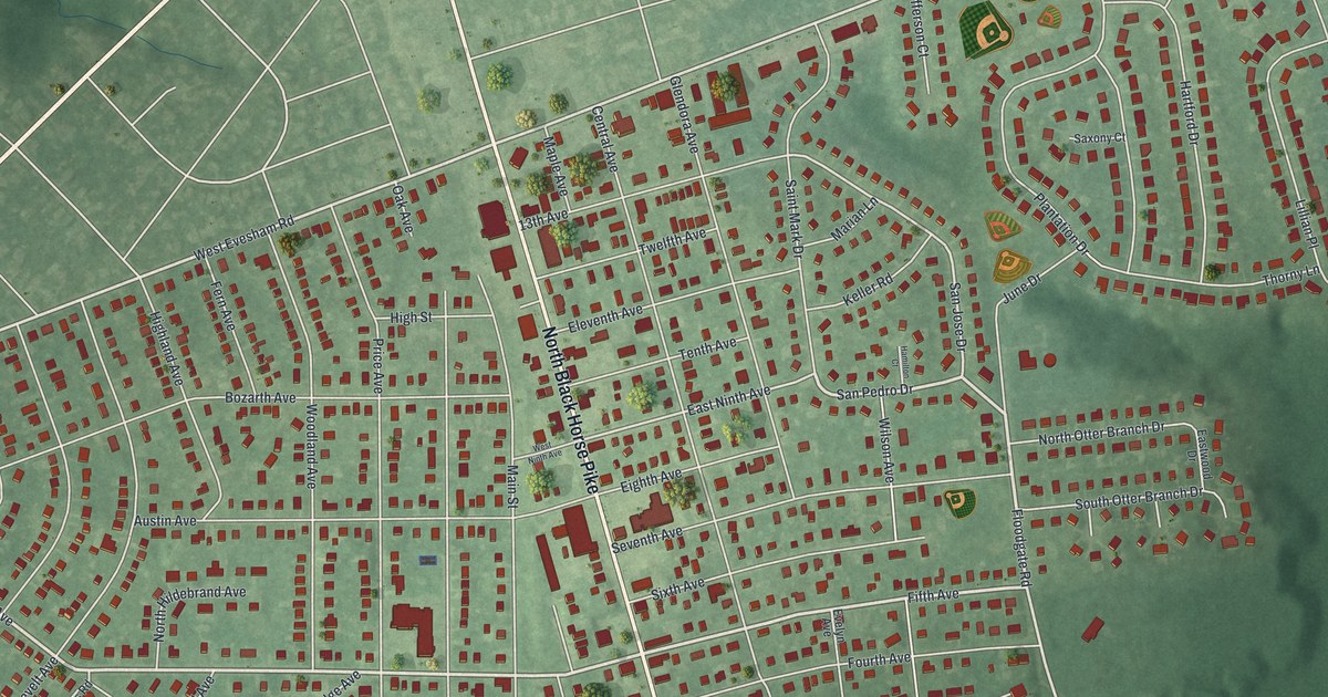 Map of Glendora, New Jersey in 2026