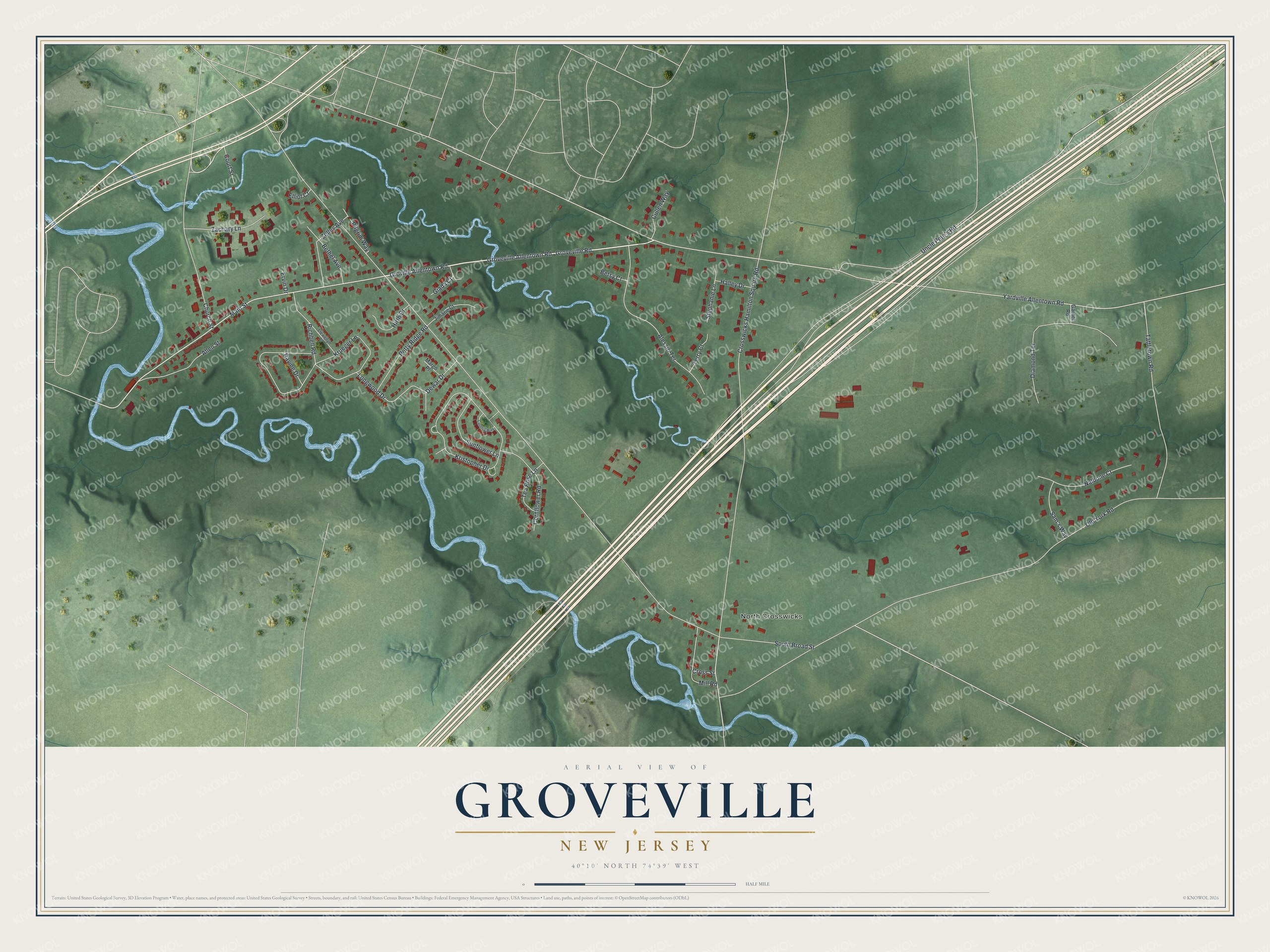 Watermarked full-map preview of Groveville, New Jersey