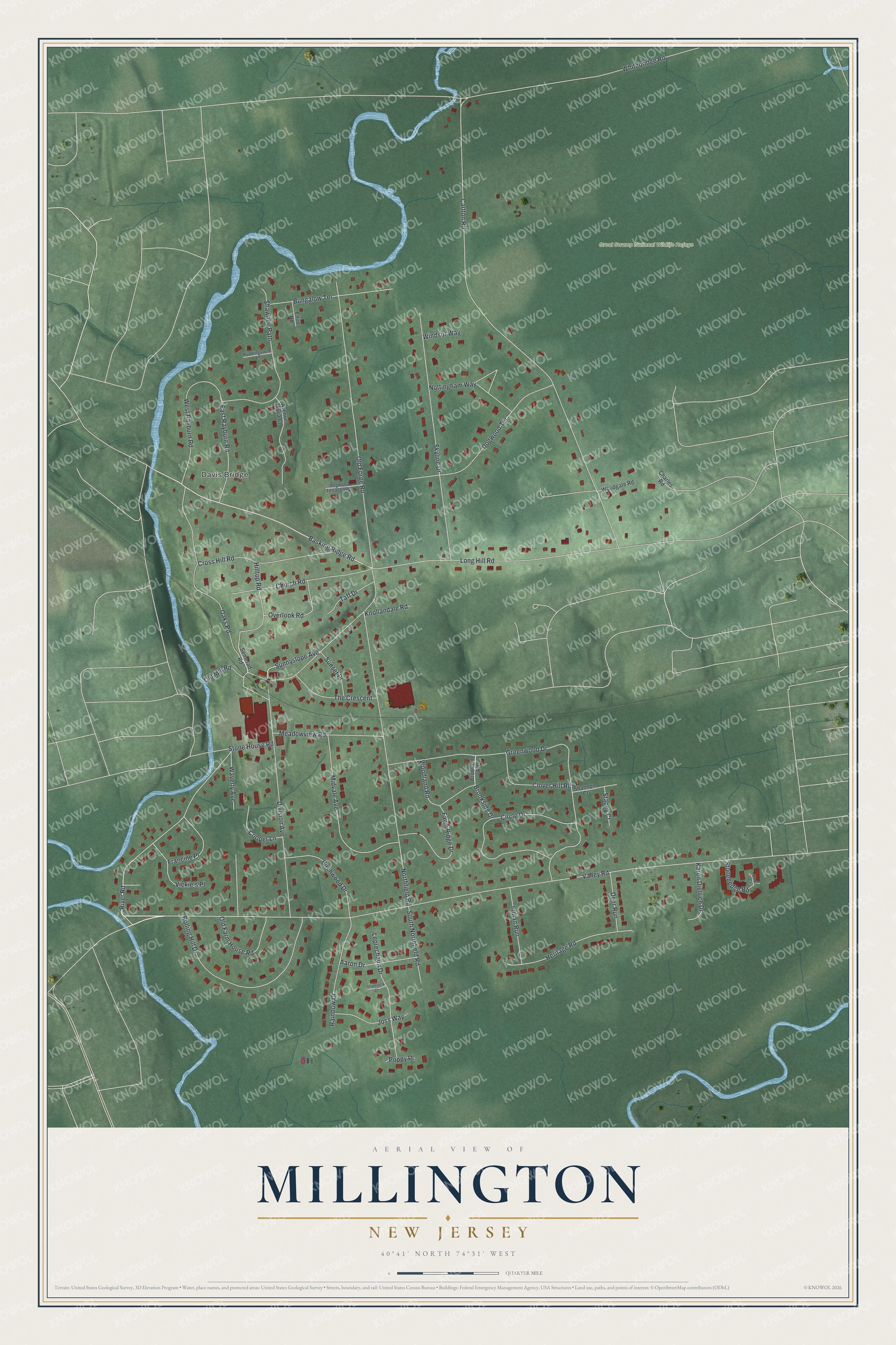 Watermarked full-map preview of Millington, New Jersey