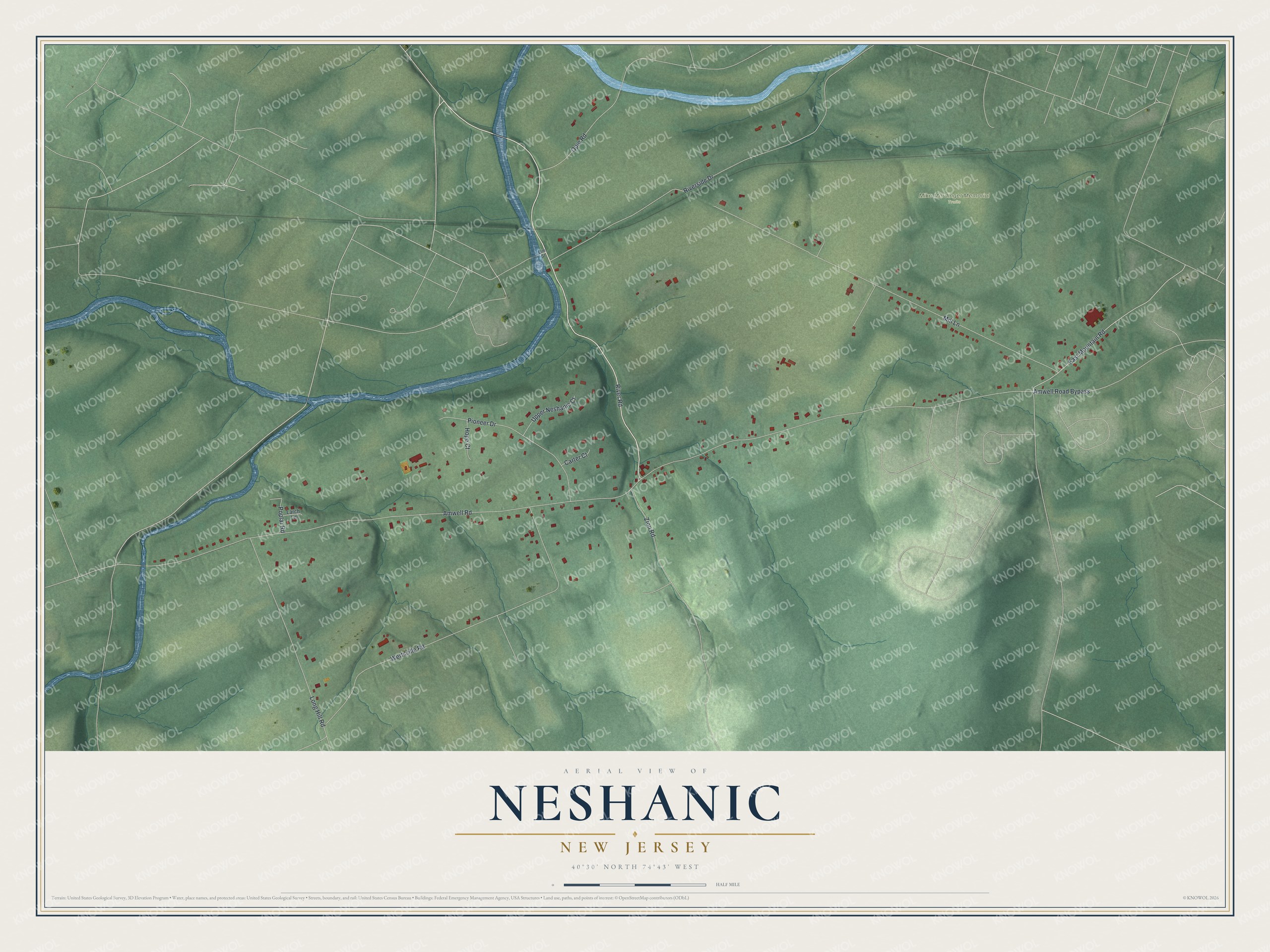 Watermarked full-map preview of Neshanic, New Jersey
