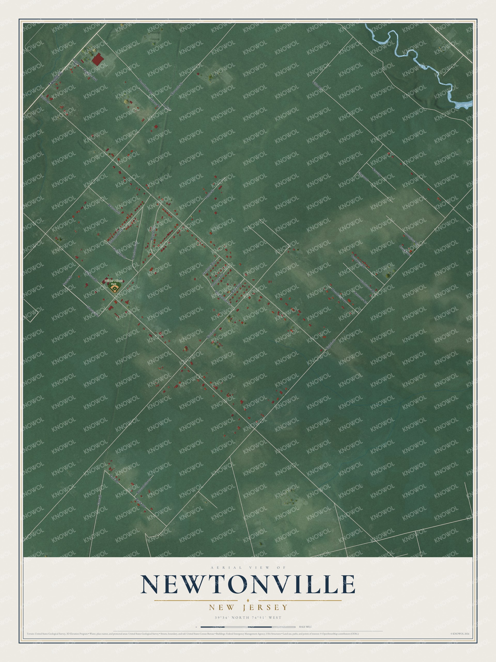Watermarked full-map preview of Newtonville, New Jersey