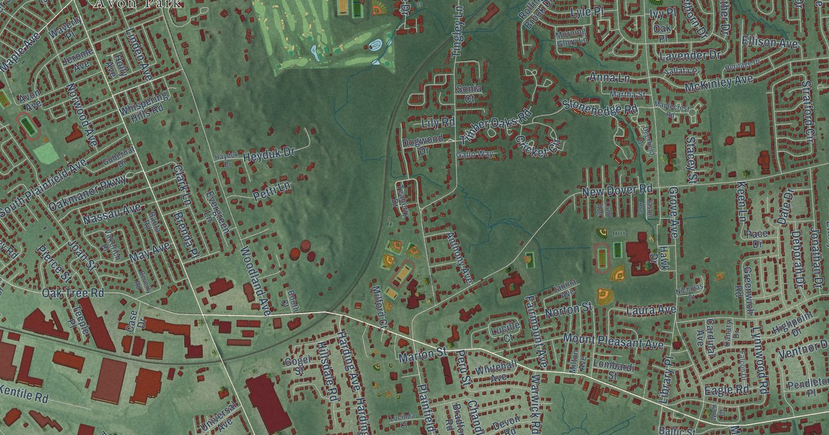 Detailed Map of Oak Tree, New Jersey
