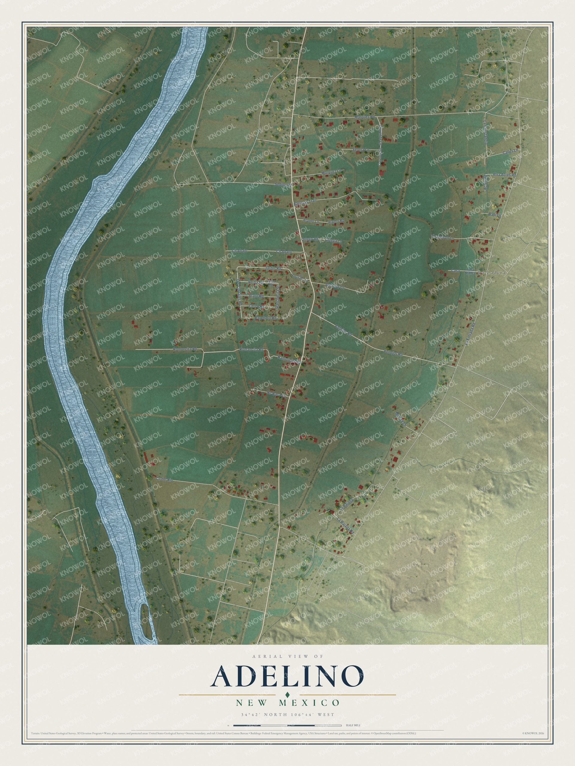 Watermarked full-map preview of Adelino, New Mexico