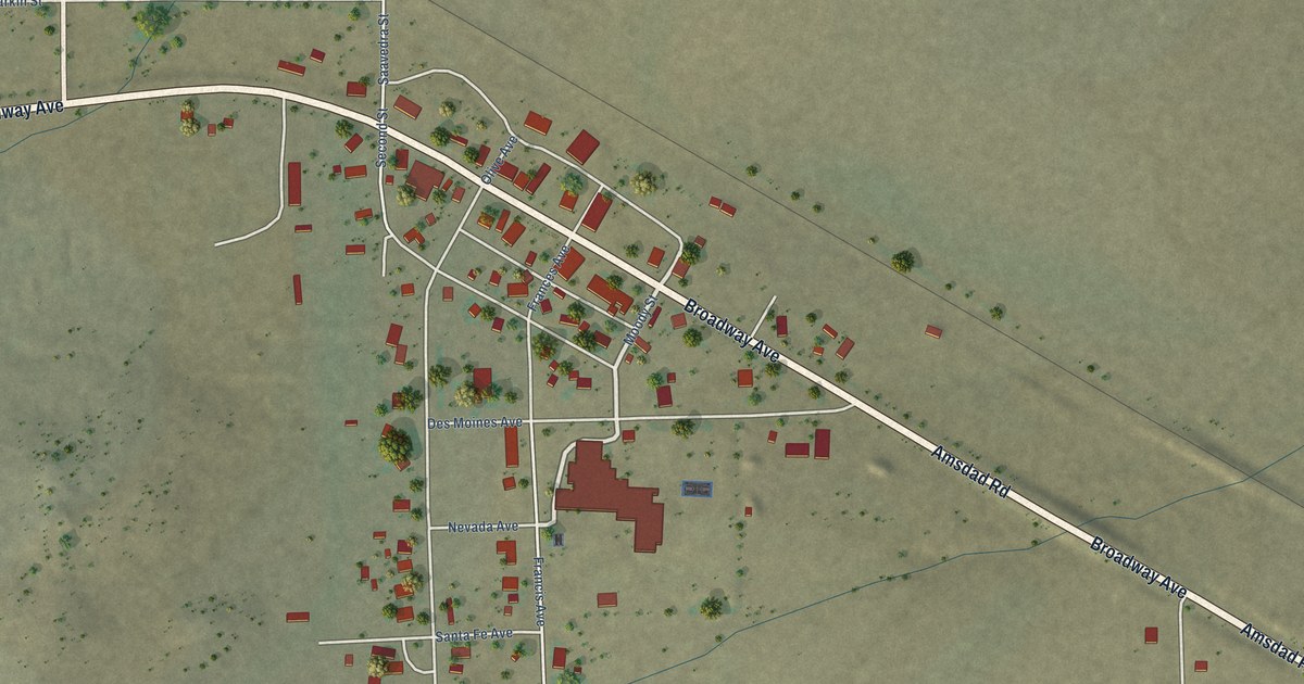 Map of Des Moines, New Mexico in 2026