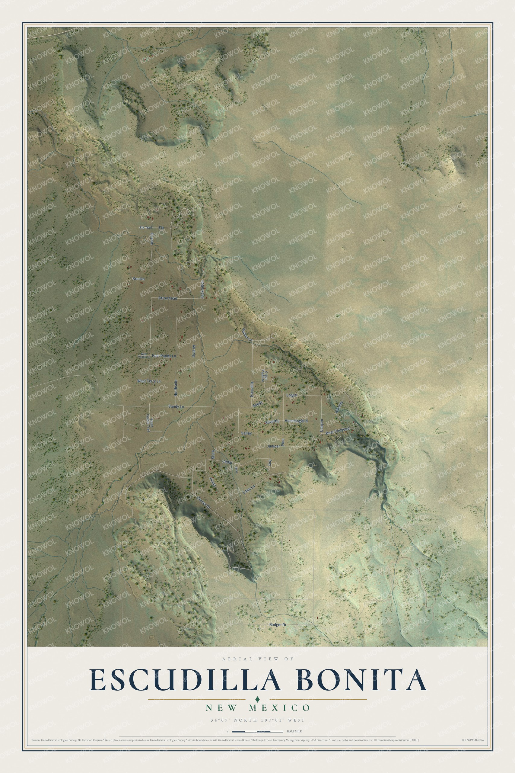 Watermarked full-map preview of Escudilla Bonita, New Mexico