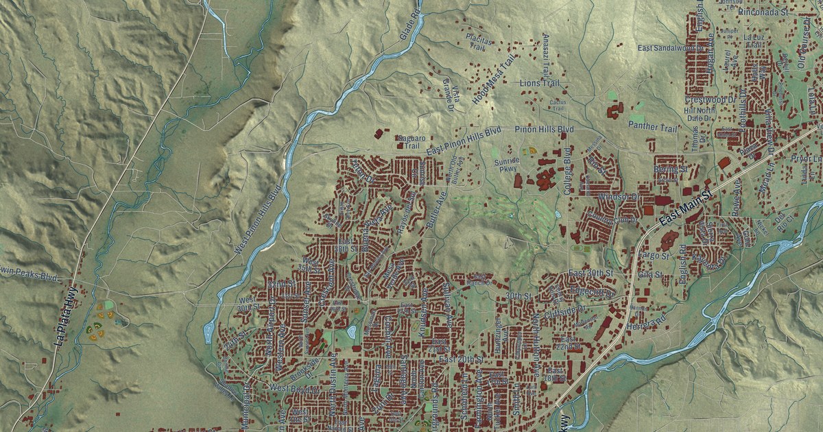 Map of Farmington, New Mexico in 2026
