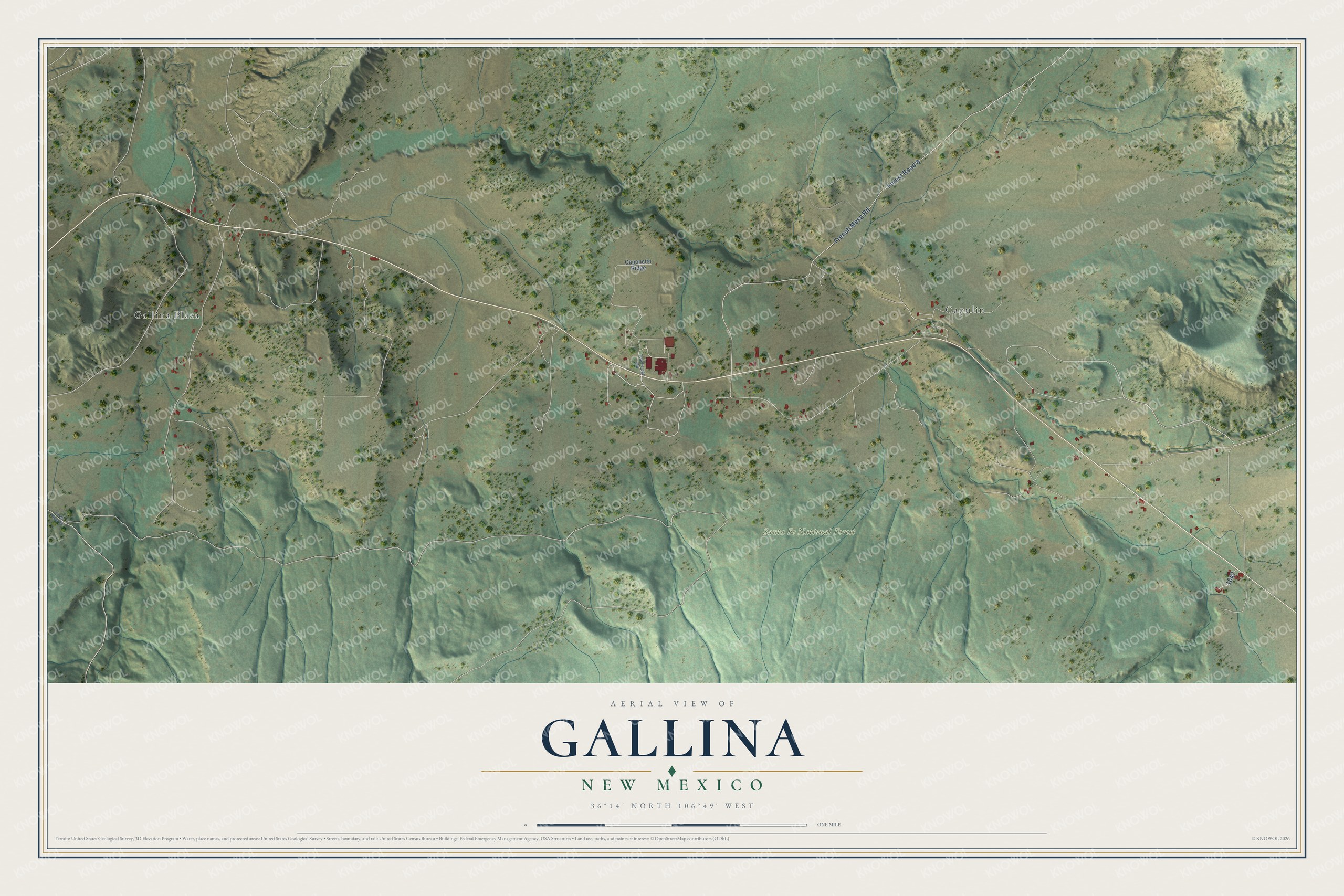 Watermarked full-map preview of Gallina, New Mexico