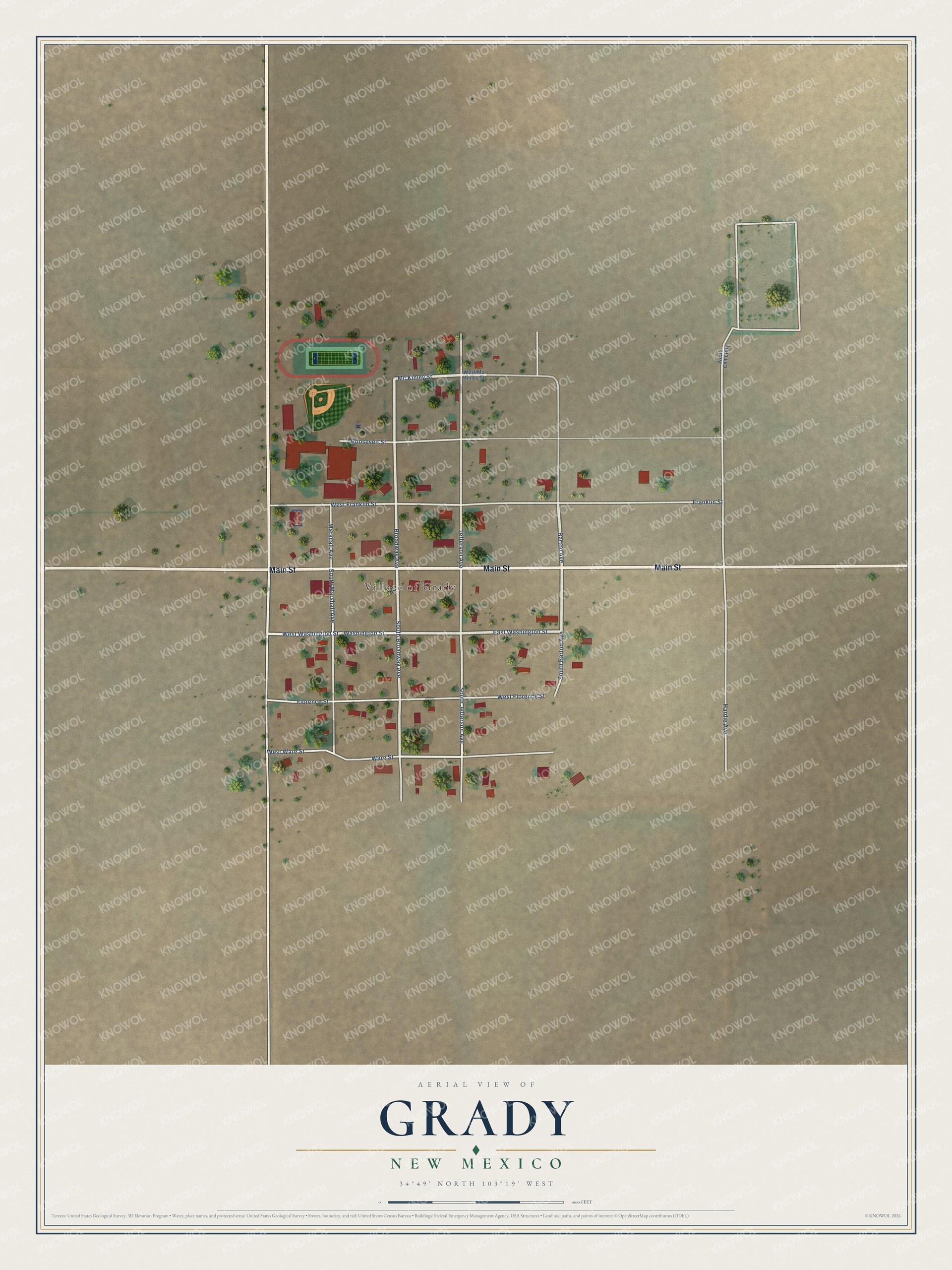 Watermarked full-map preview of Grady, New Mexico
