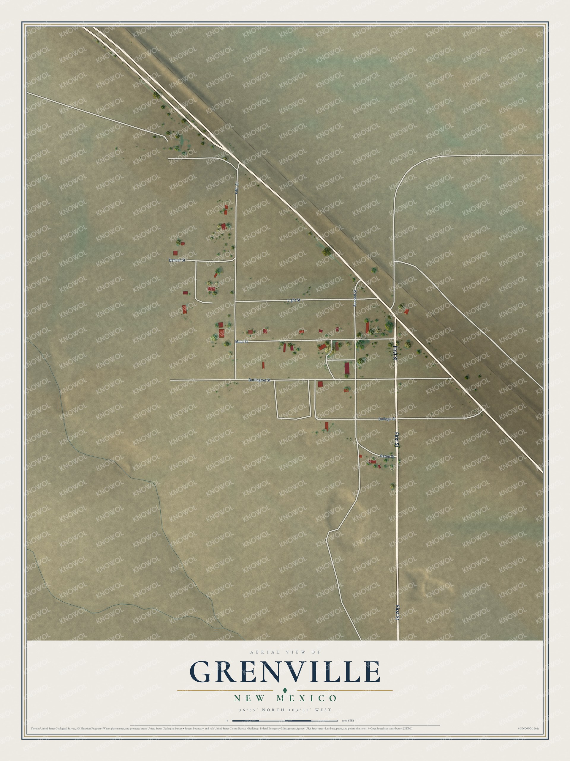Watermarked full-map preview of Grenville, New Mexico