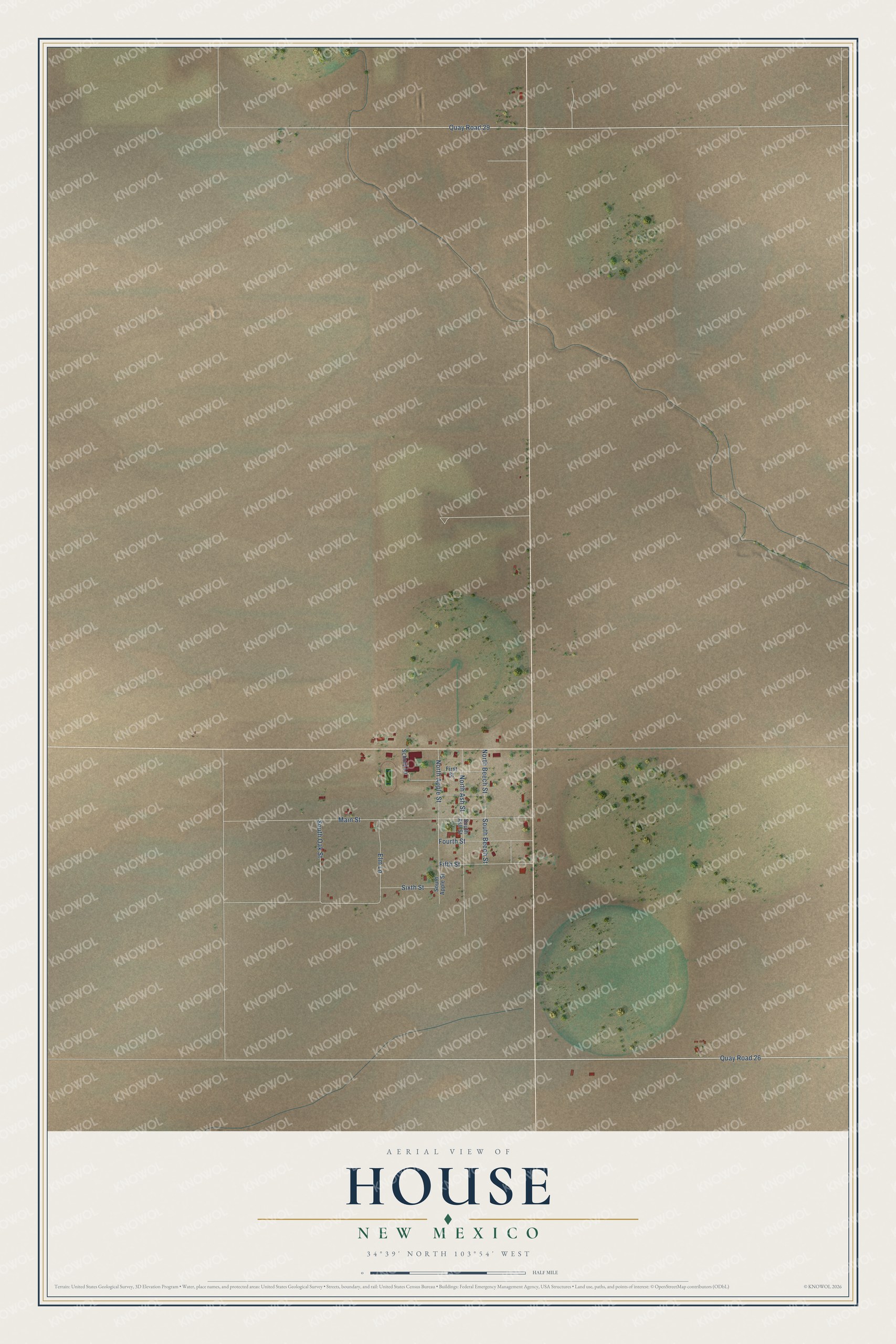 Watermarked full-map preview of House, New Mexico