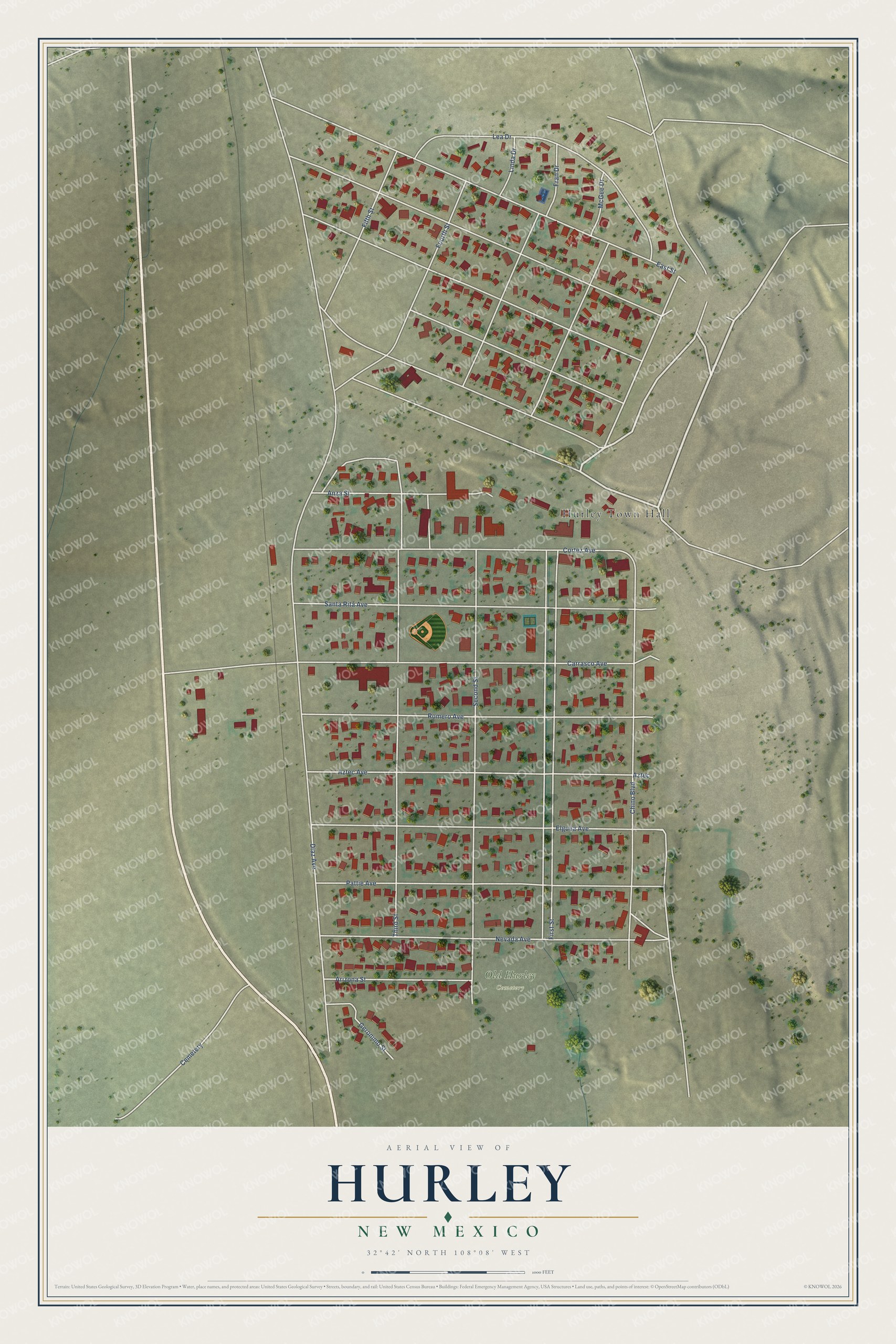 Watermarked full-map preview of Hurley, New Mexico