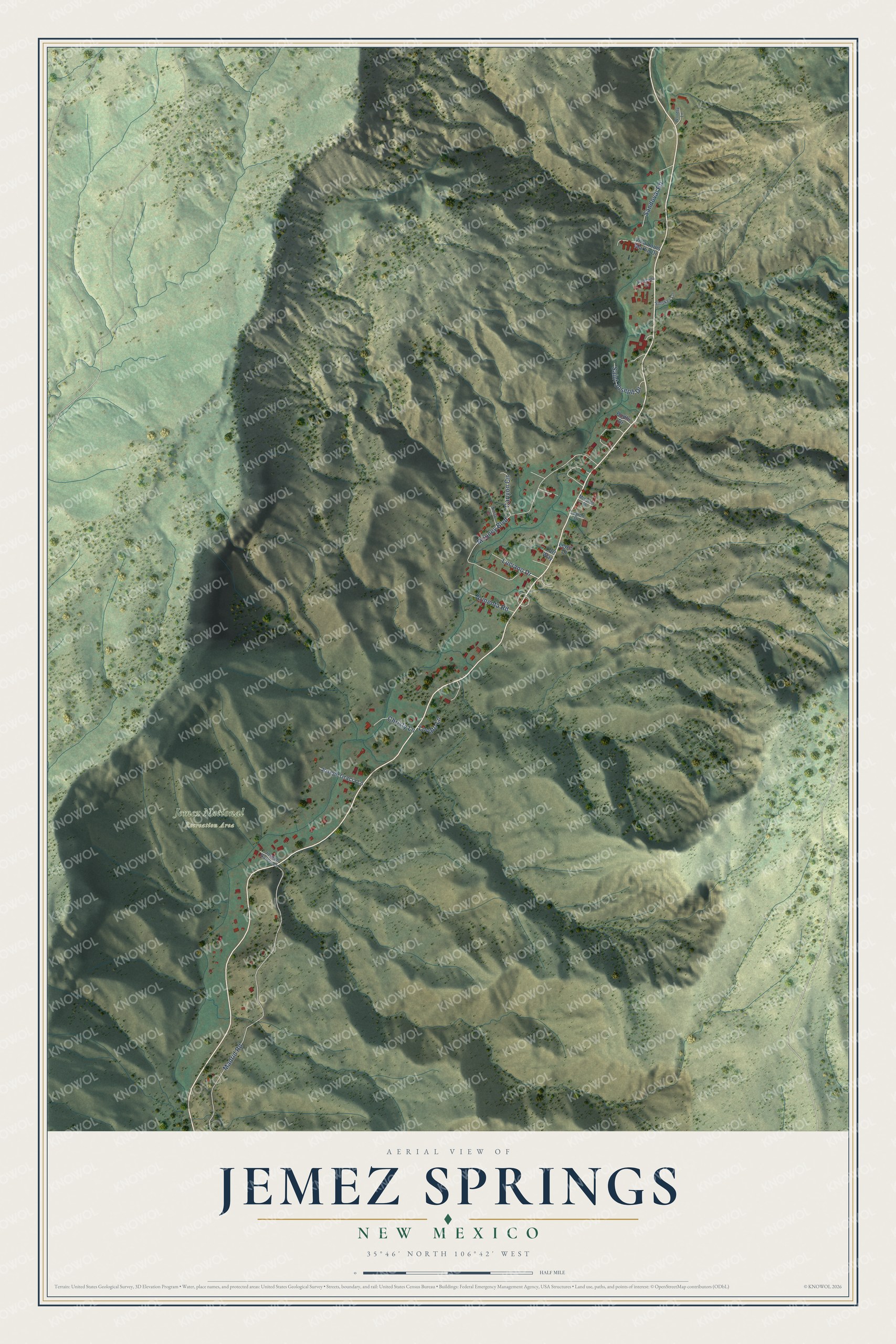 Watermarked full-map preview of Jemez Springs, New Mexico