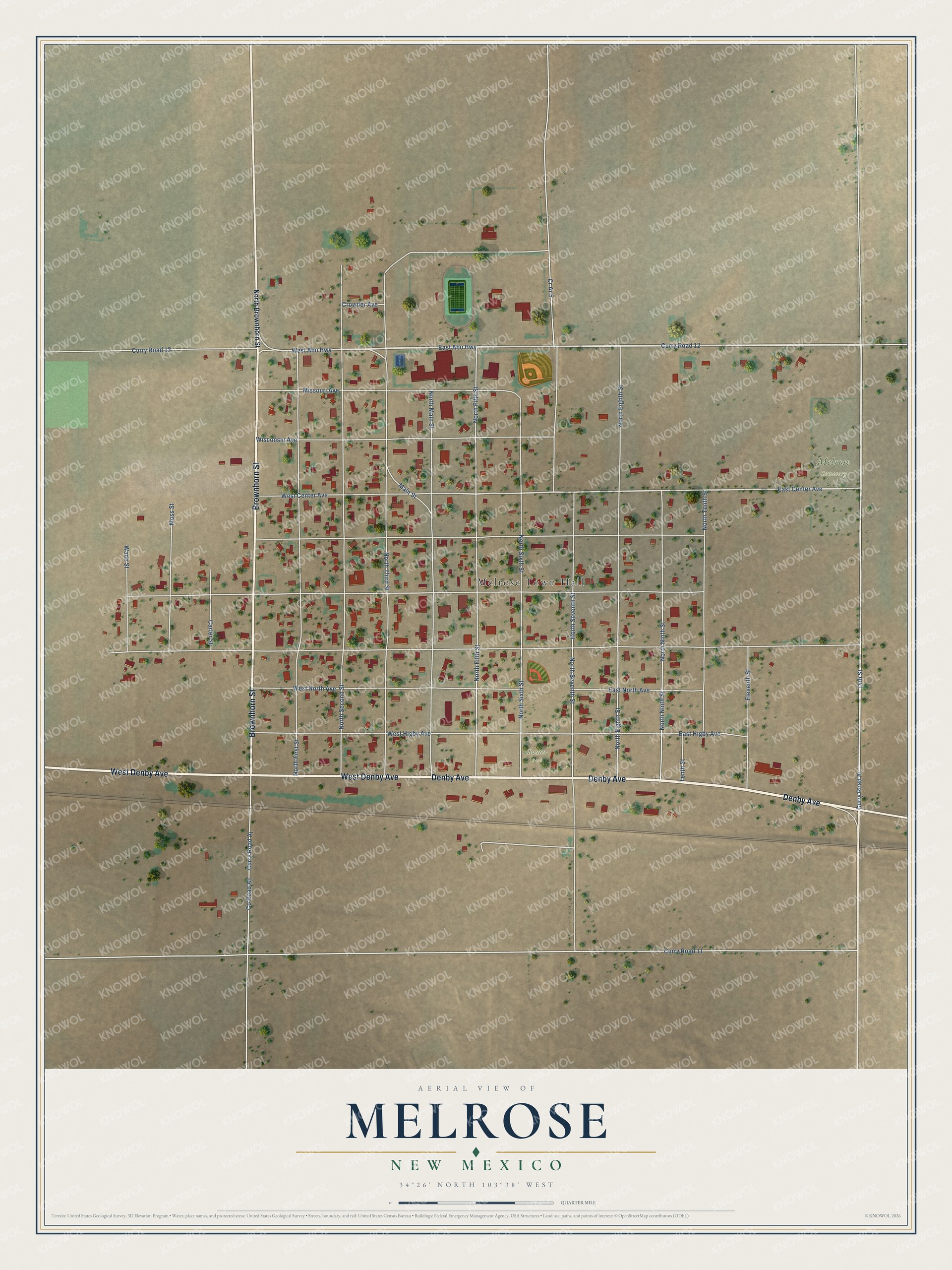 Watermarked full-map preview of Melrose, New Mexico